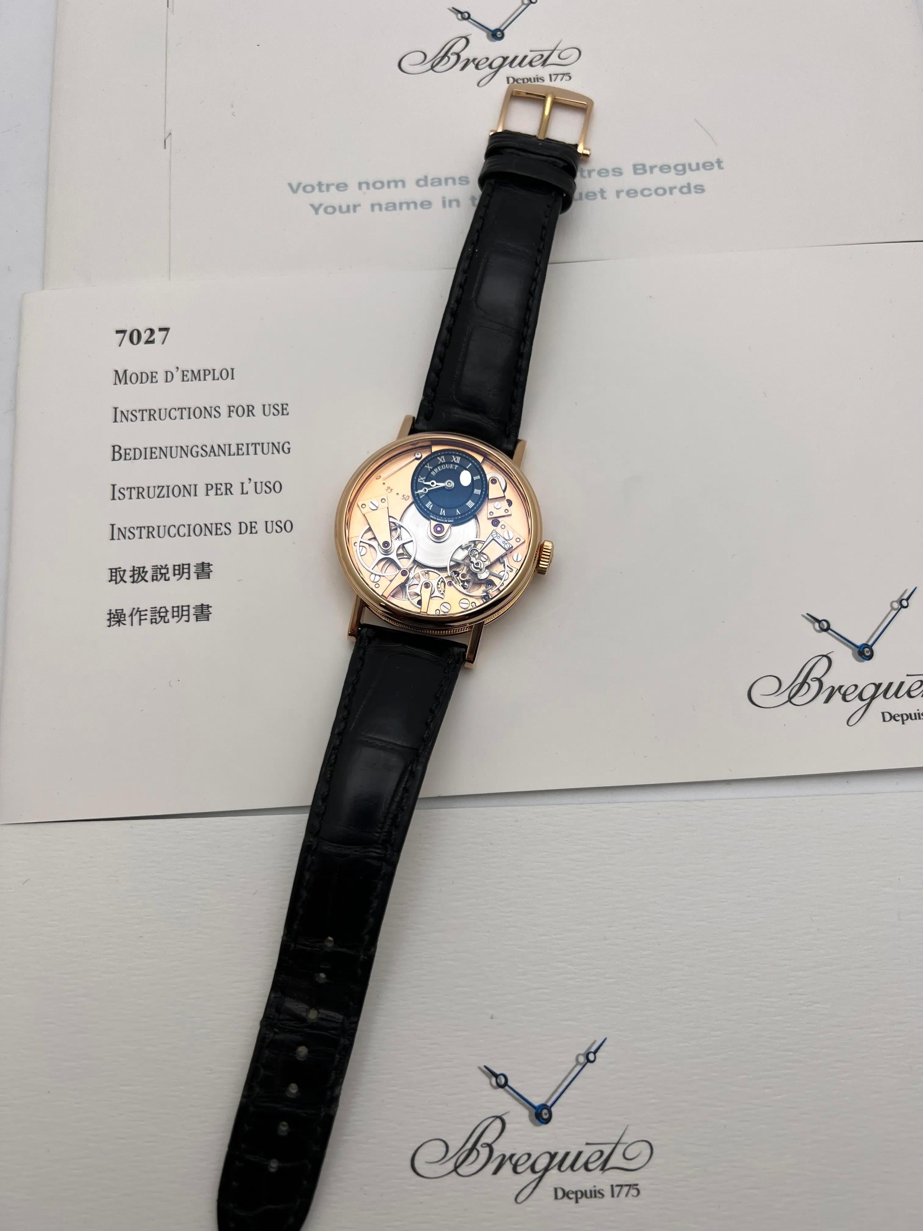 Breguet Tradition Handaufzug 37mm 7027BR/R9/9V6 18K Roségold Boxpapiere mit Schachtel für Damen oder Herren