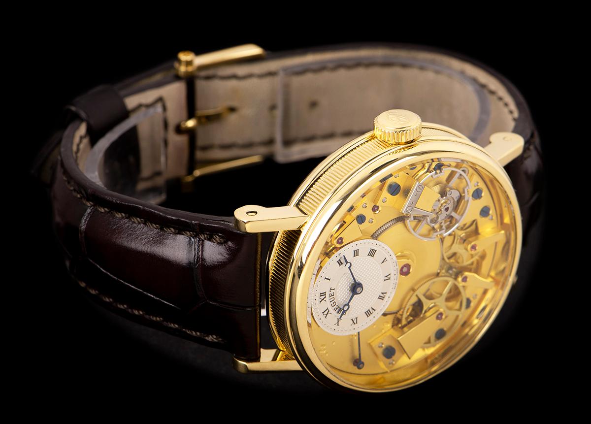 Men's Breguet Tradition Yellow Gold Champagne Open Worked Dial 7037BA/11/9V6 Watch