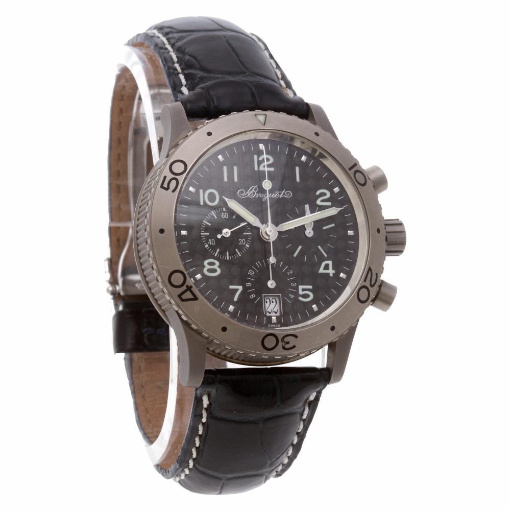 Breguet Transatlantique 3820TI Titanium Black Dial Automatic Watch In Excellent Condition For Sale In Miami, FL