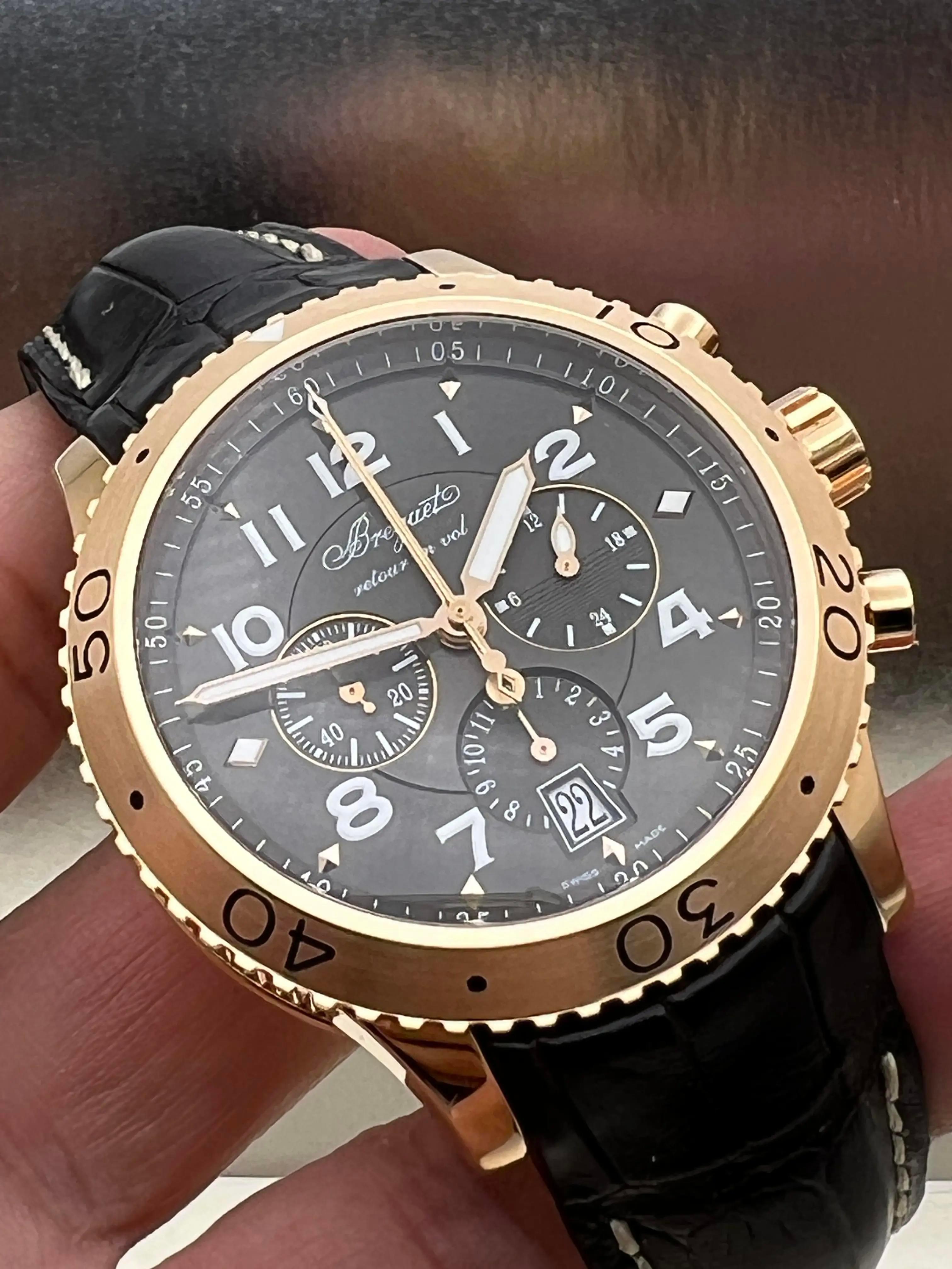 Breguet Transatlantique Type XXI Flyback 3810BR/92/9ZU 18K Rose Gold B&P 2022 For Sale 7