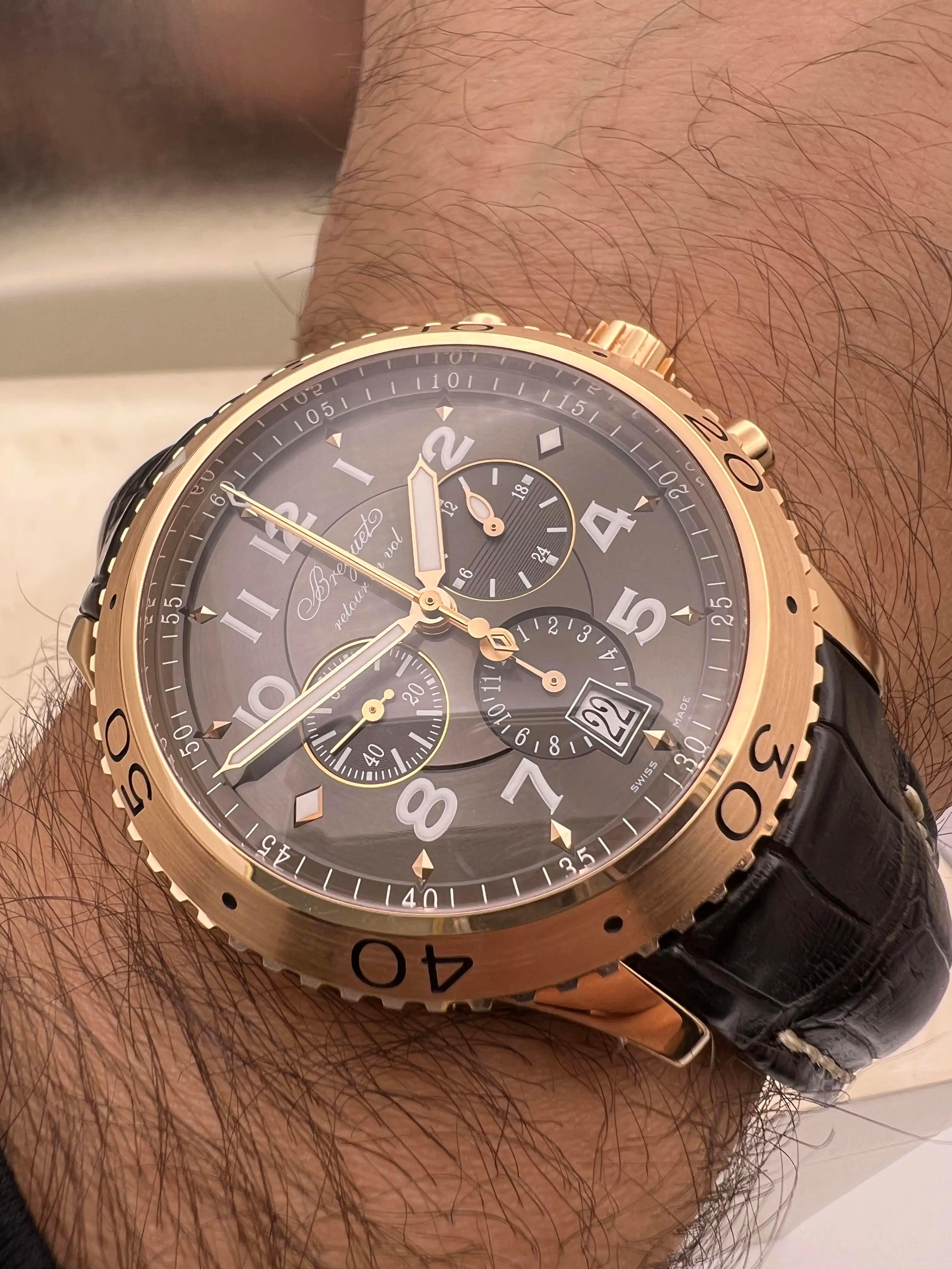 Breguet Transatlantique Type XXI Flyback 3810BR/92/9ZU 18K Rose Gold B&P 2022 For Sale 3