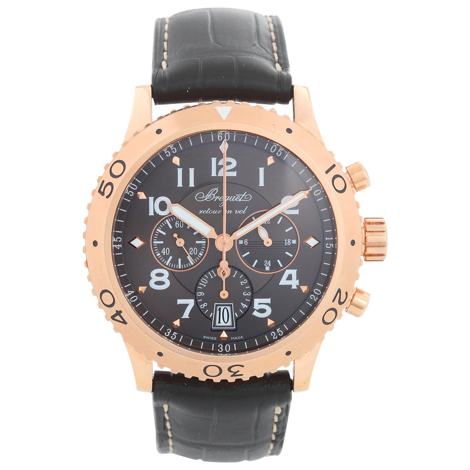 Breguet Transatlantique Type XXI Flyback Men's Rose Gold Chronograph Watch 3810
