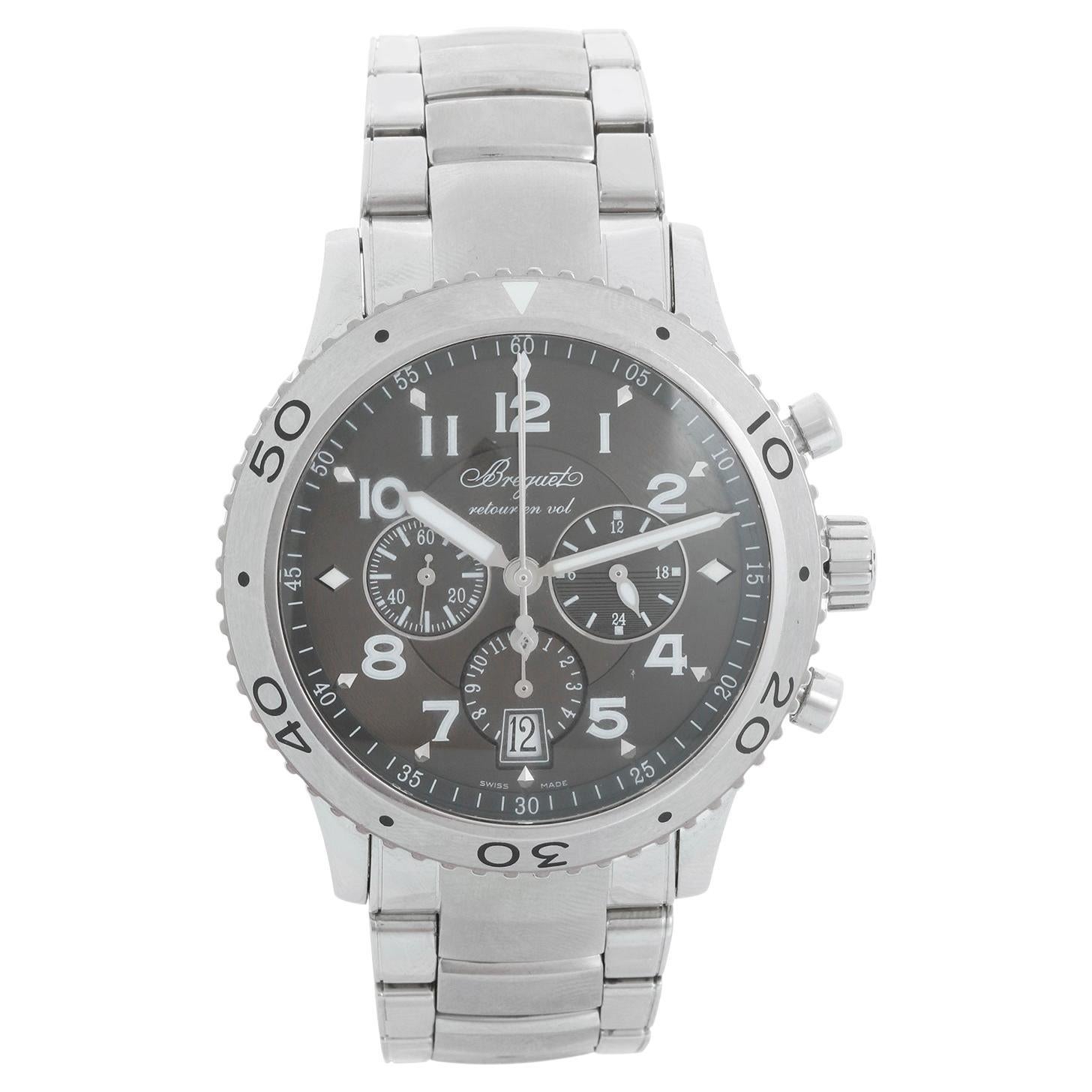 Breguet Transatlantique Type XXI Flyback Men's Stainless Steel Chronograph Watch