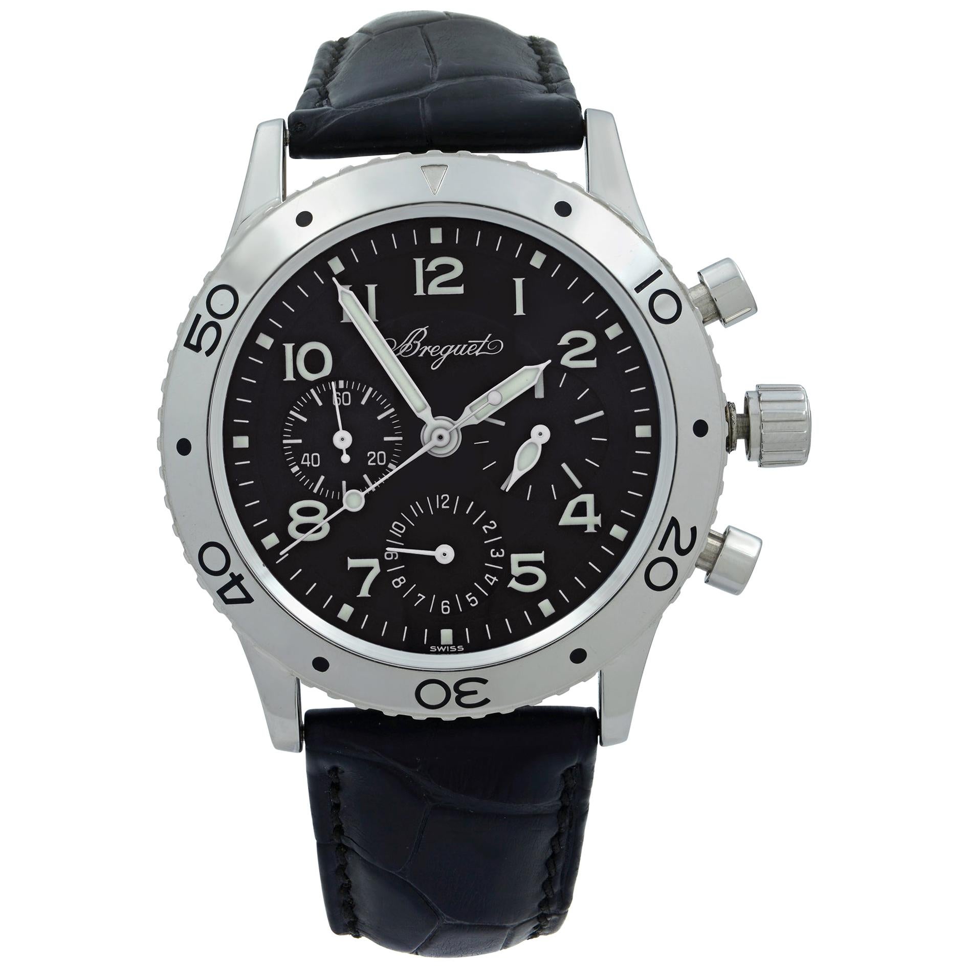 Breguet Type XX Aeronvale Steel Black Dial Automatic Men's Watch 3800ST/92/9W6