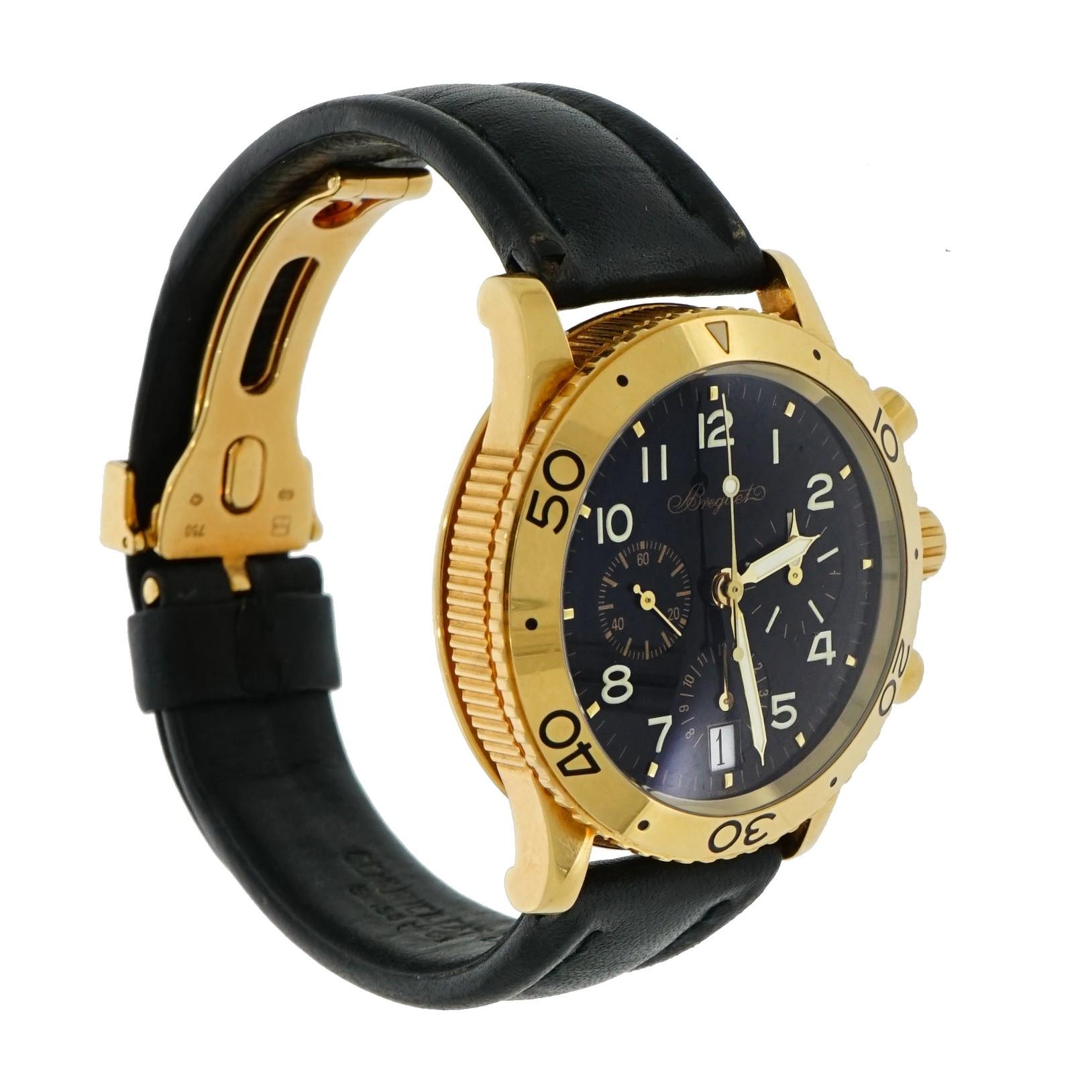 Breguet Type XX Chronograph Transatantique Yellow Gold 3820BA In Good Condition In Greenwich, CT