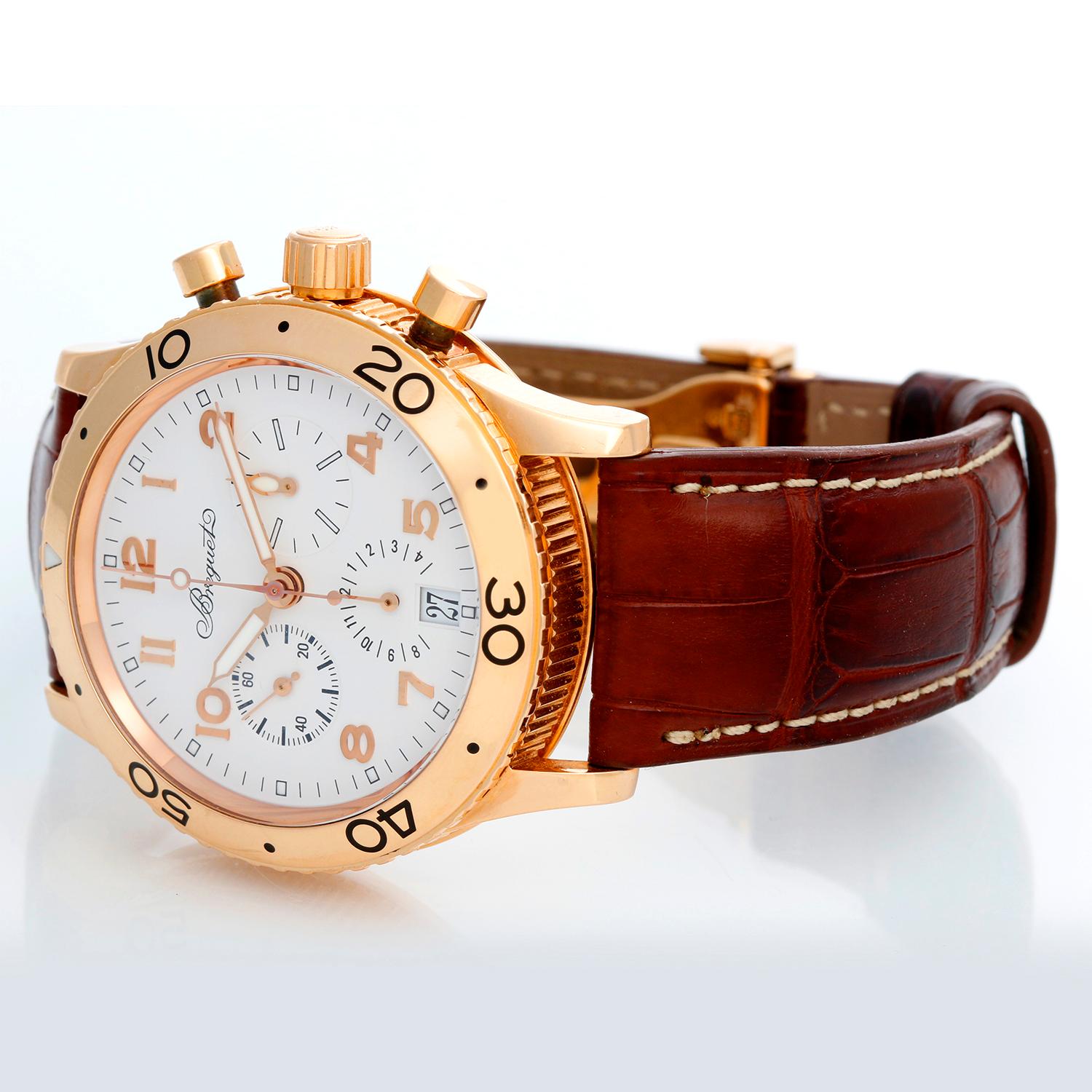 Breguet Type XX Transatlantique Chronograph Men's Rose Gold Watch Ref. 3820 In Excellent Condition In Dallas, TX