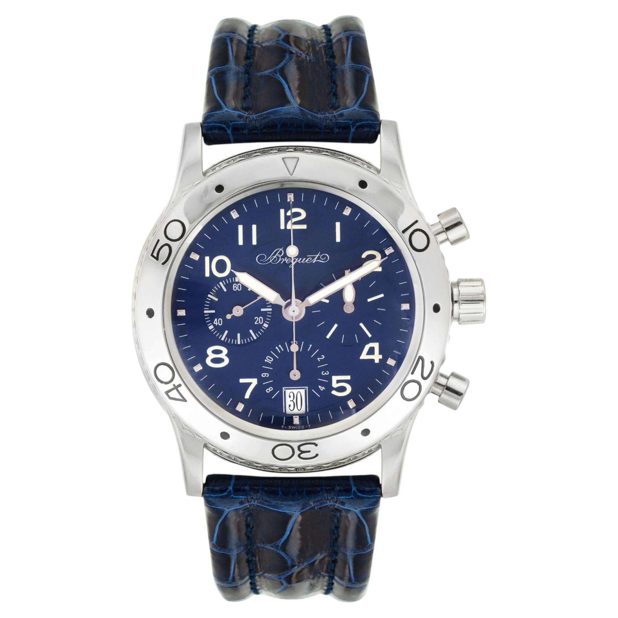 Breguet Type XX Transatlantique Flyback Platinum Blue Dial 3820 For Sale