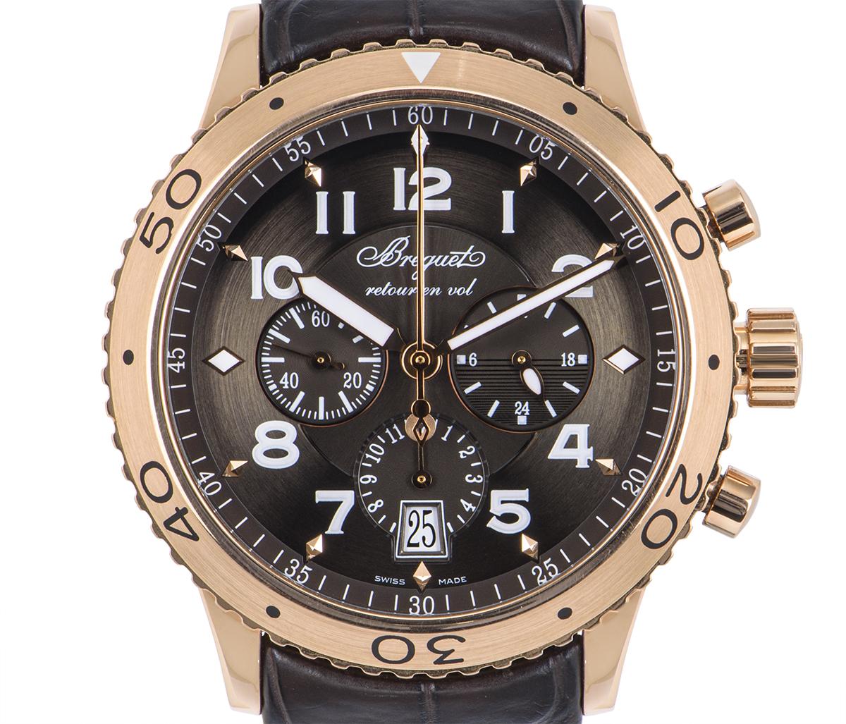 Breguet Type XXI Flyback Chrono Rose Gold 3810BR/92/9ZU Watch In Excellent Condition In London, GB