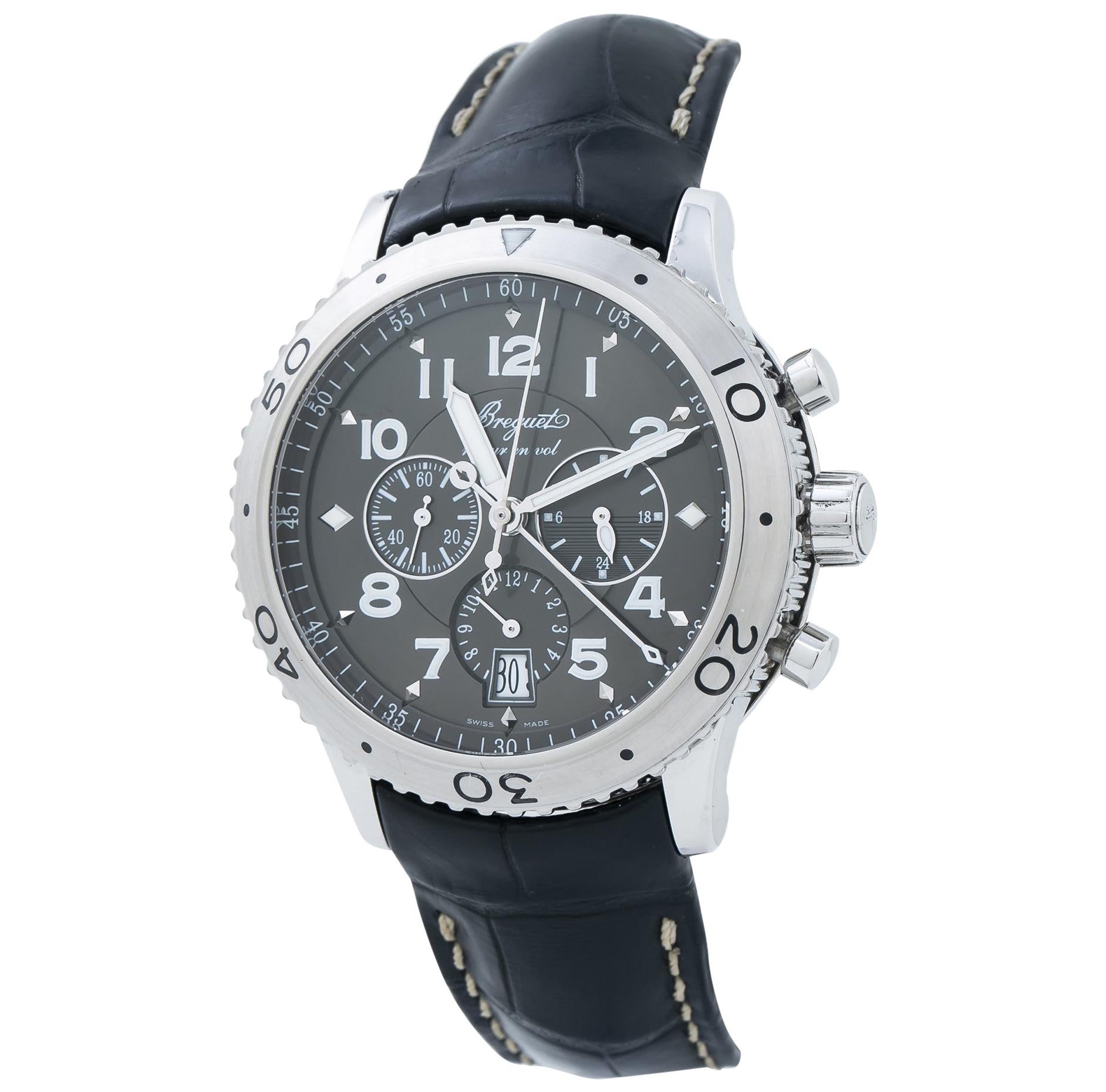 Breguet Type XXI Flyback Chronograph 3810 SS Ruthenium Dial Auto Men's Watch For Sale
