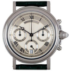 Used Breguet Unworn Marine Chronograph Platinum Silver Guilloche Dial 3460PT/12/996