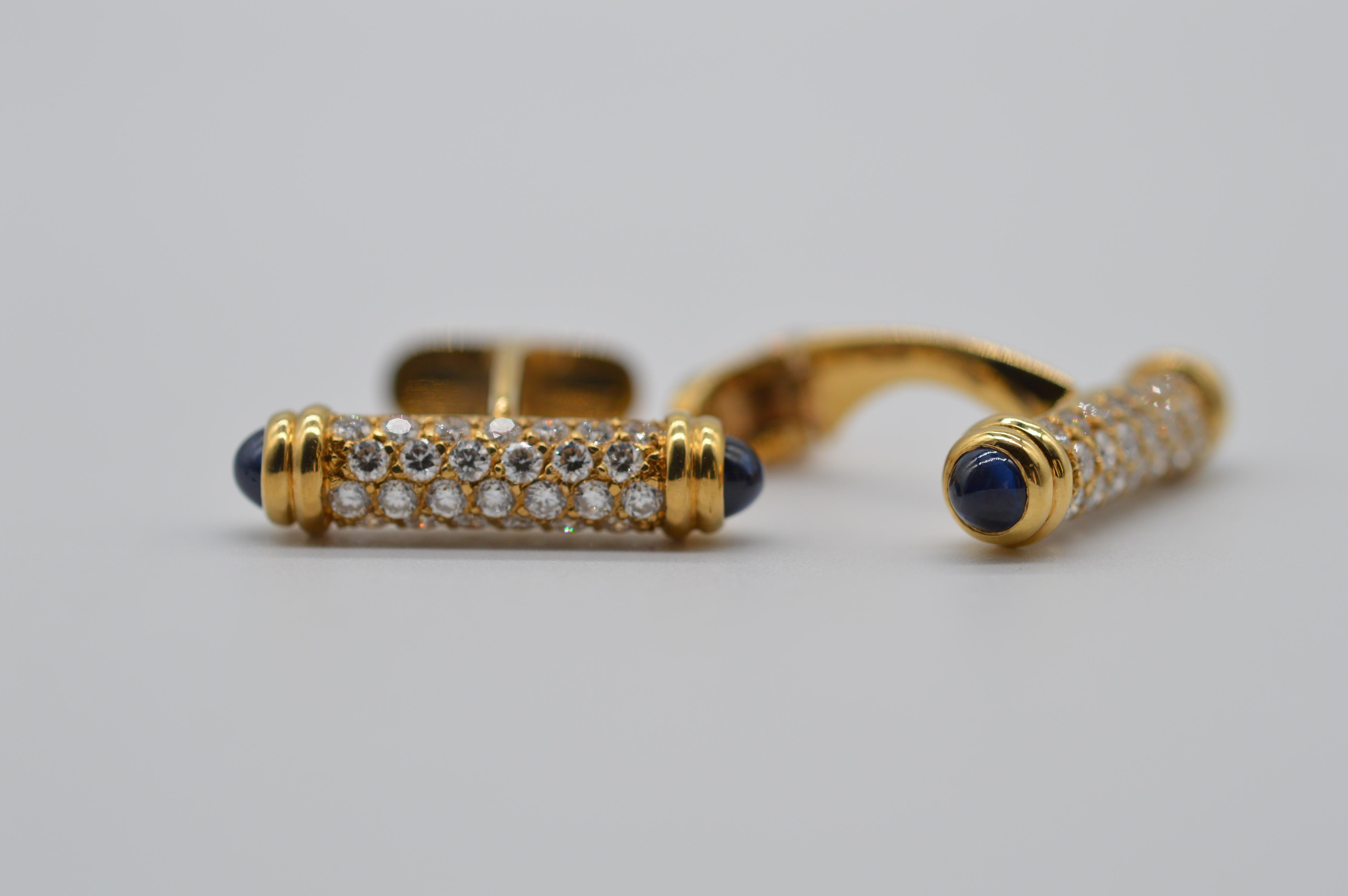 Women's or Men's Breguet Vintage Diamonds Cufflinks 18K Yellow Gold Unworn For Sale
