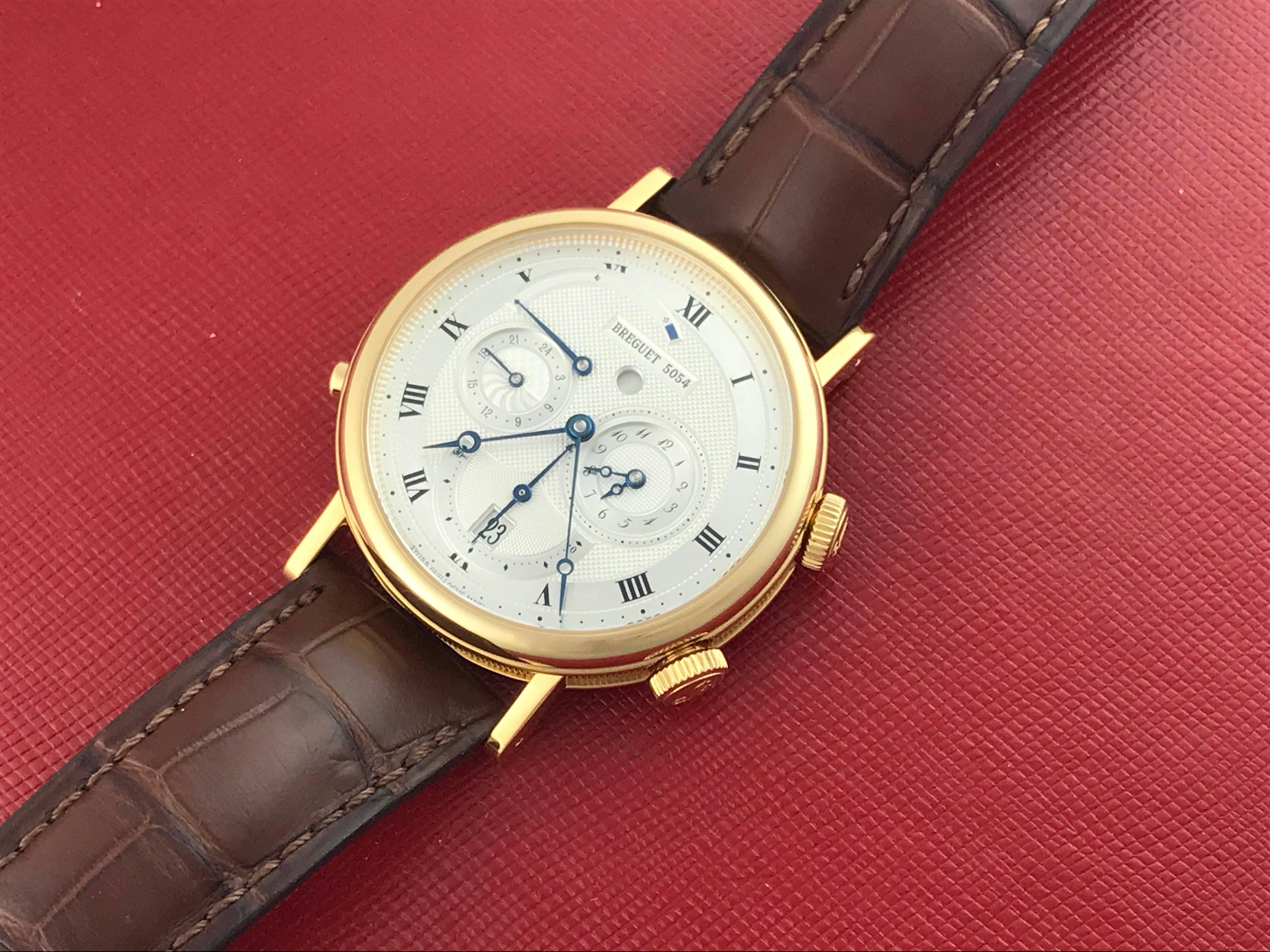 Contemporary Breguet Yellow Gold Classique GMT Alarm Power Reserve Automatic Wristwatch For Sale