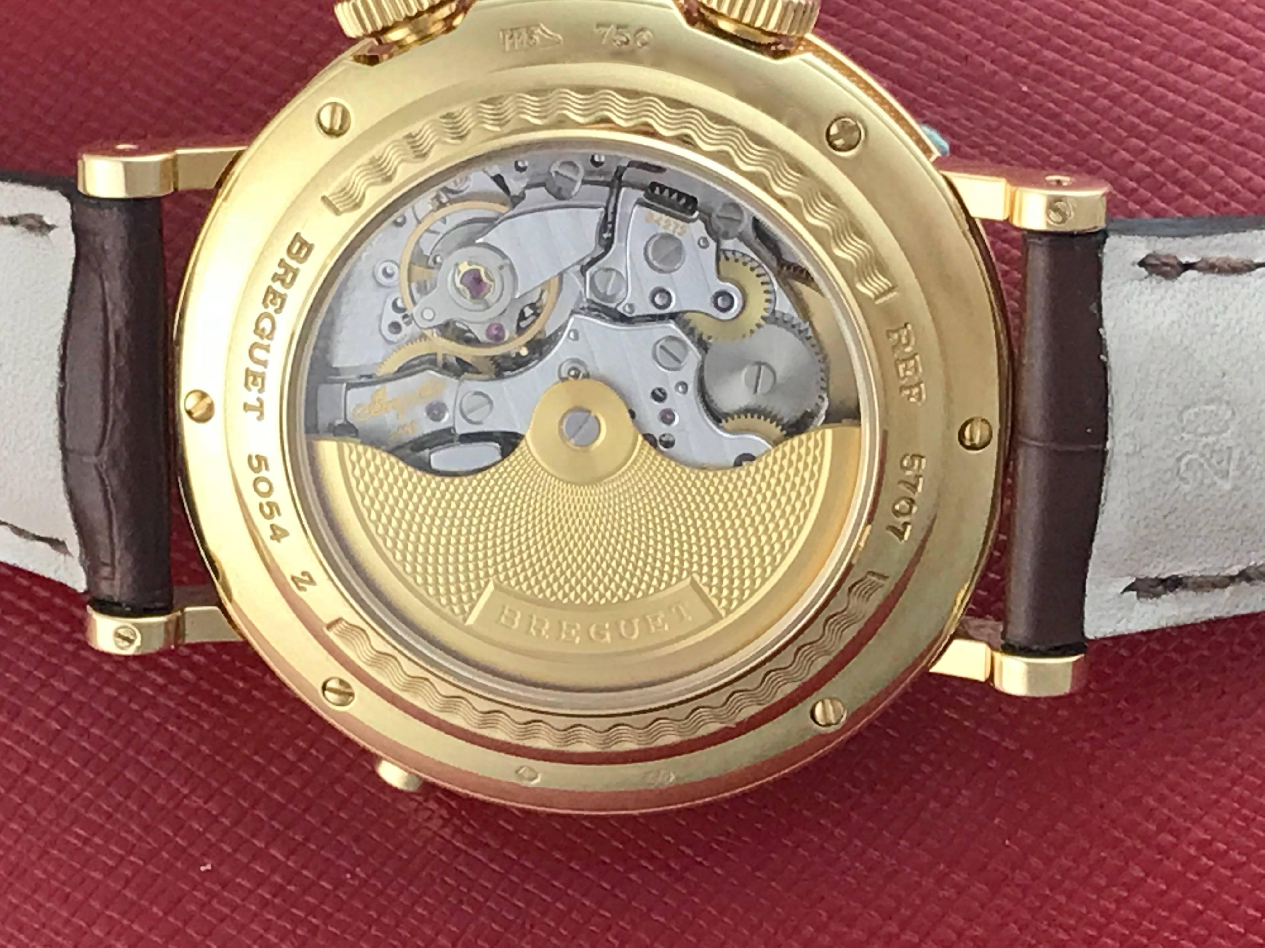 Breguet Yellow Gold Classique GMT Alarm Power Reserve Automatic Wristwatch In Excellent Condition For Sale In Dallas, TX
