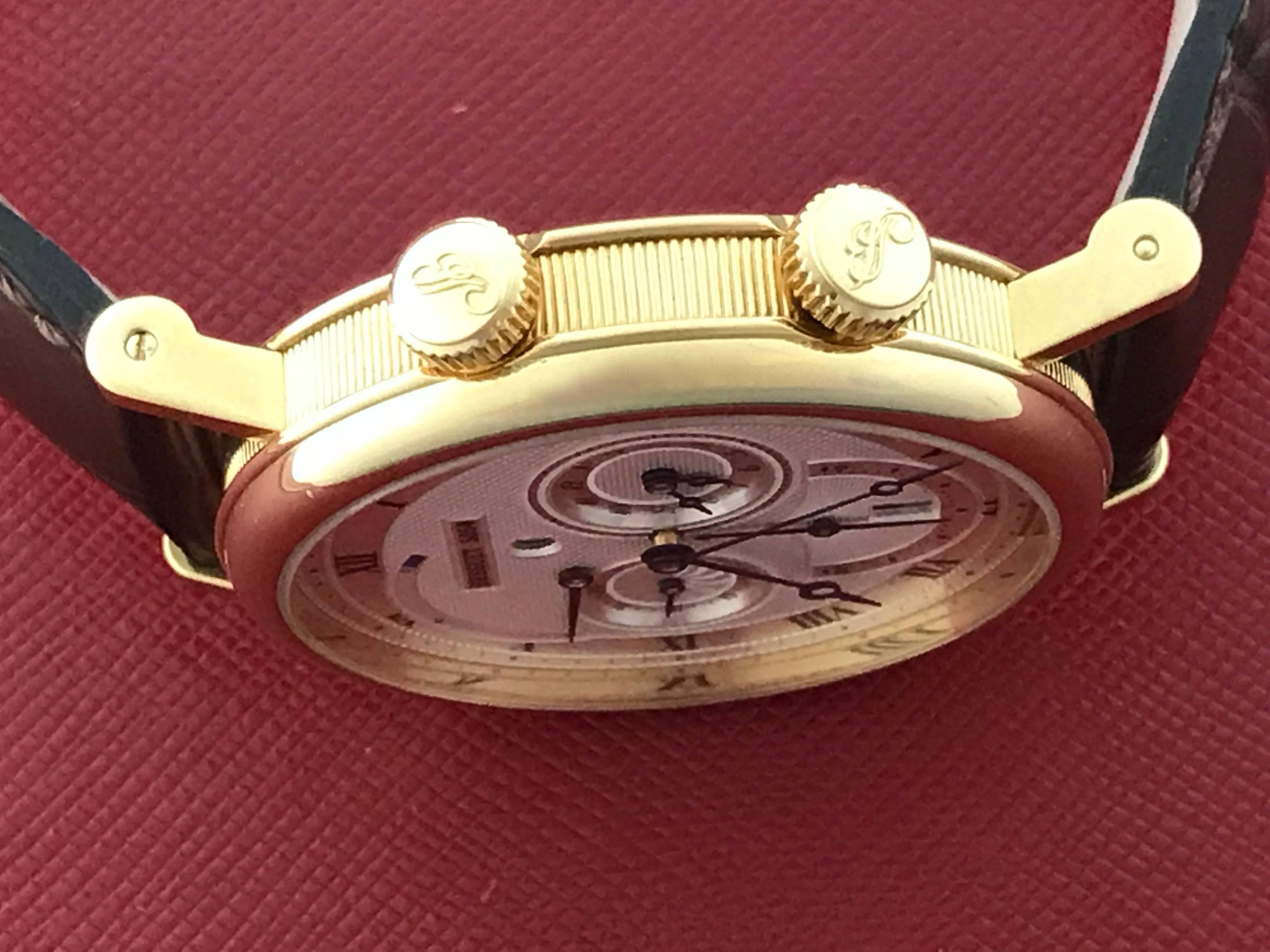 Men's Breguet Yellow Gold Classique GMT Alarm Power Reserve Automatic Wristwatch For Sale