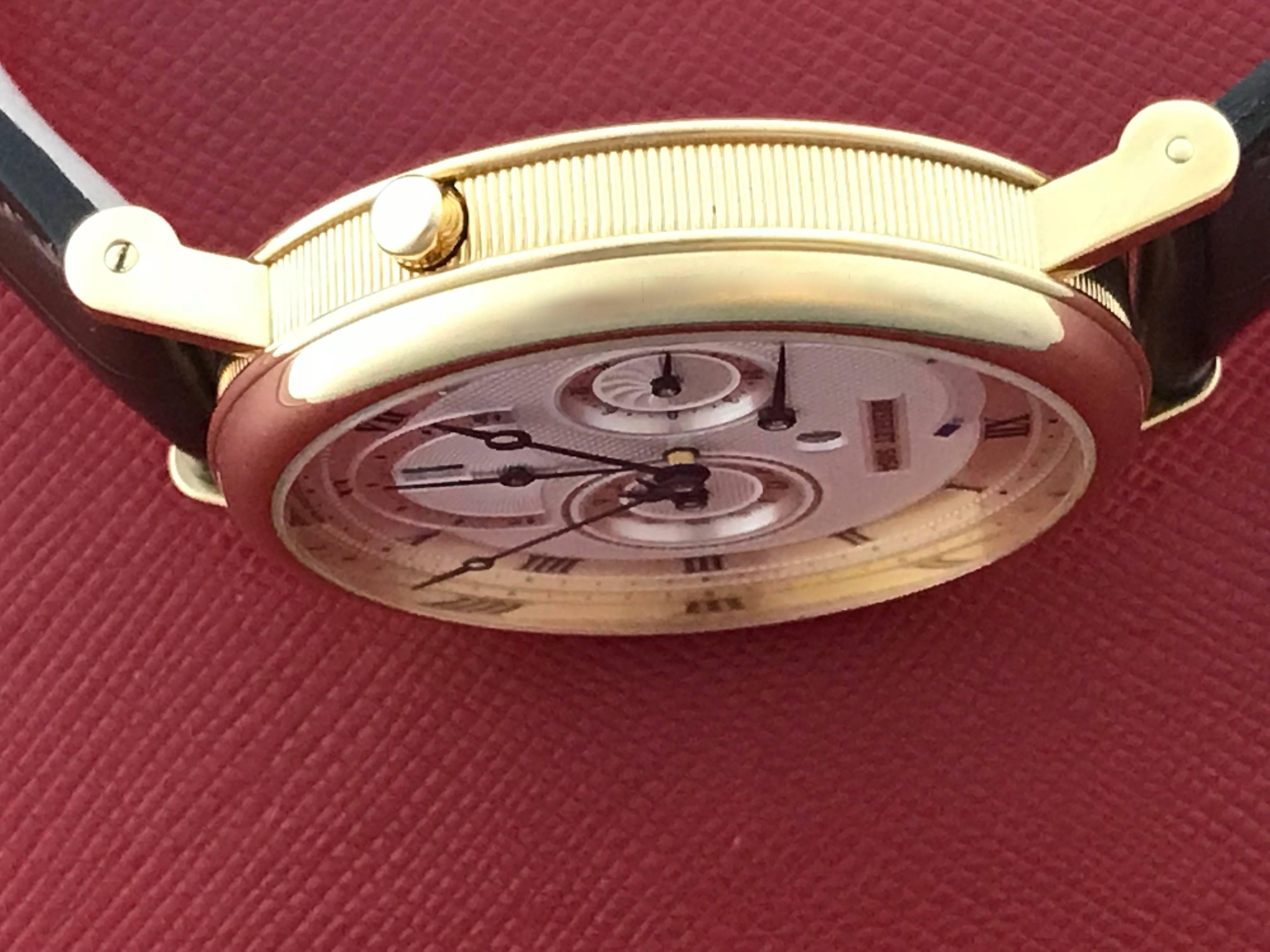Breguet Yellow Gold Classique GMT Alarm Power Reserve Automatic Wristwatch For Sale 1