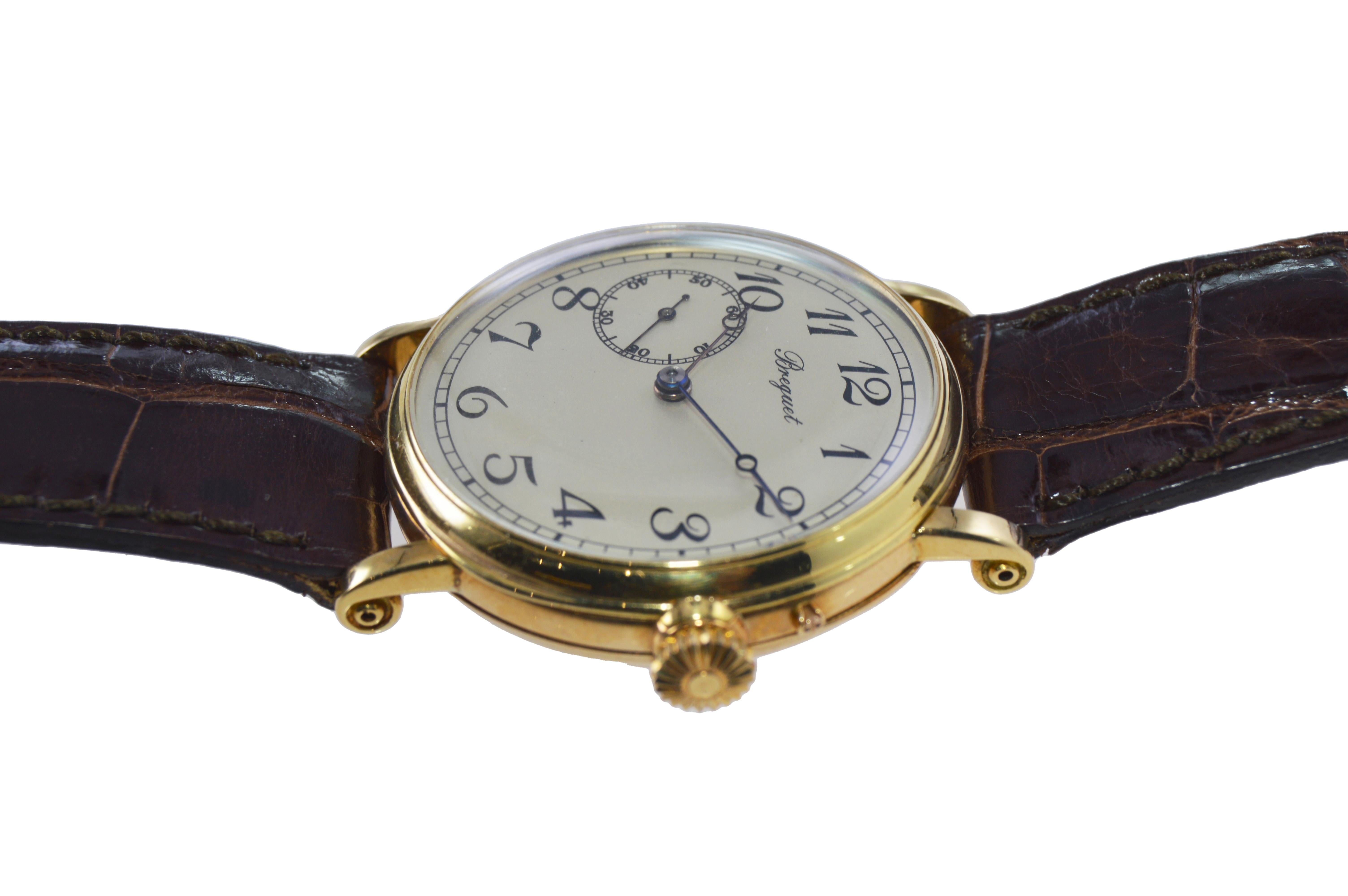 Breguet Yellow Gold Pin Set Manual Wind Watch, circa 1900's For Sale 4