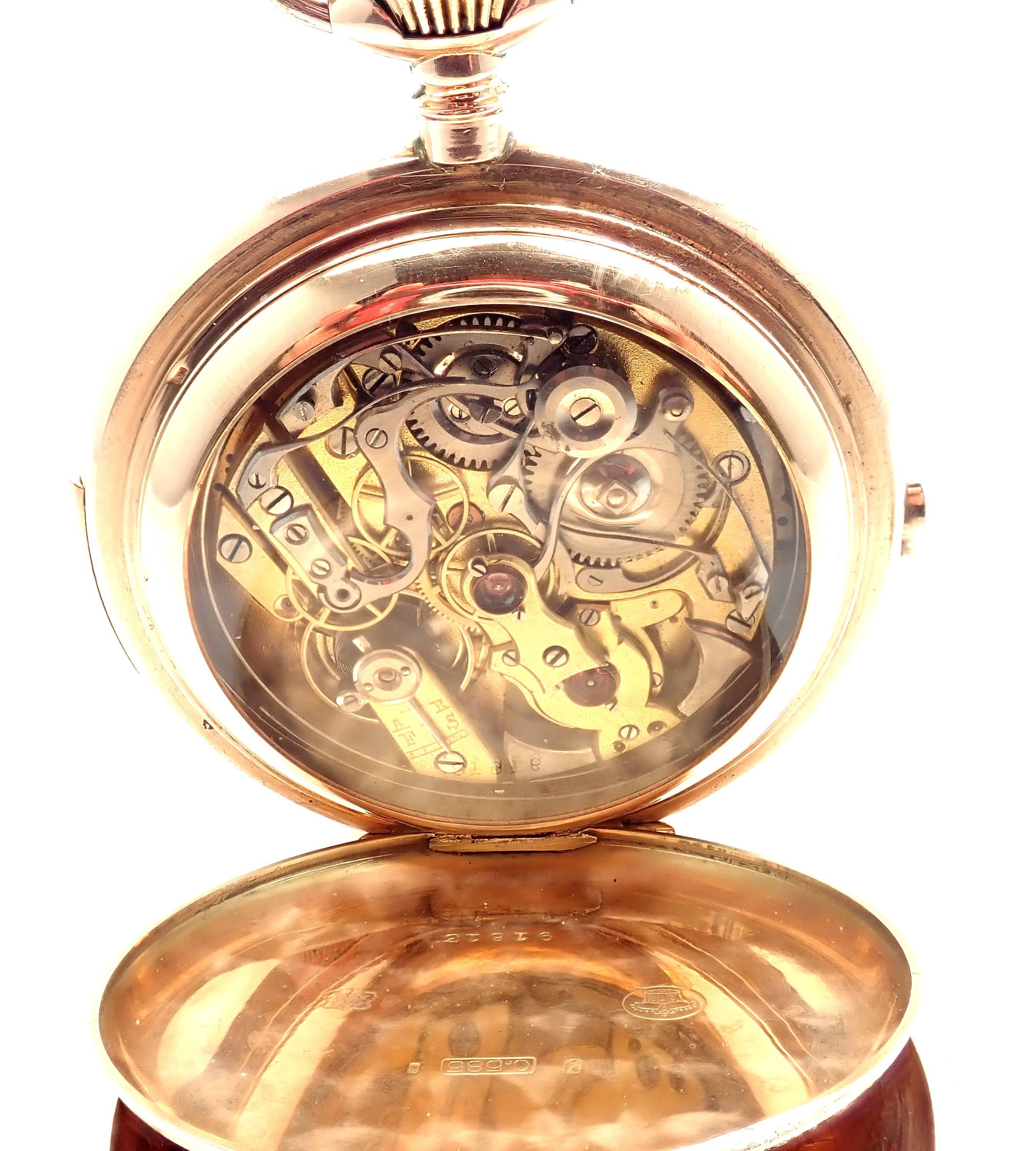 Breguet Yellow Gold Quarter Repeater Large Hunter Case Pocket Stop Watch In New Condition In Holland, PA