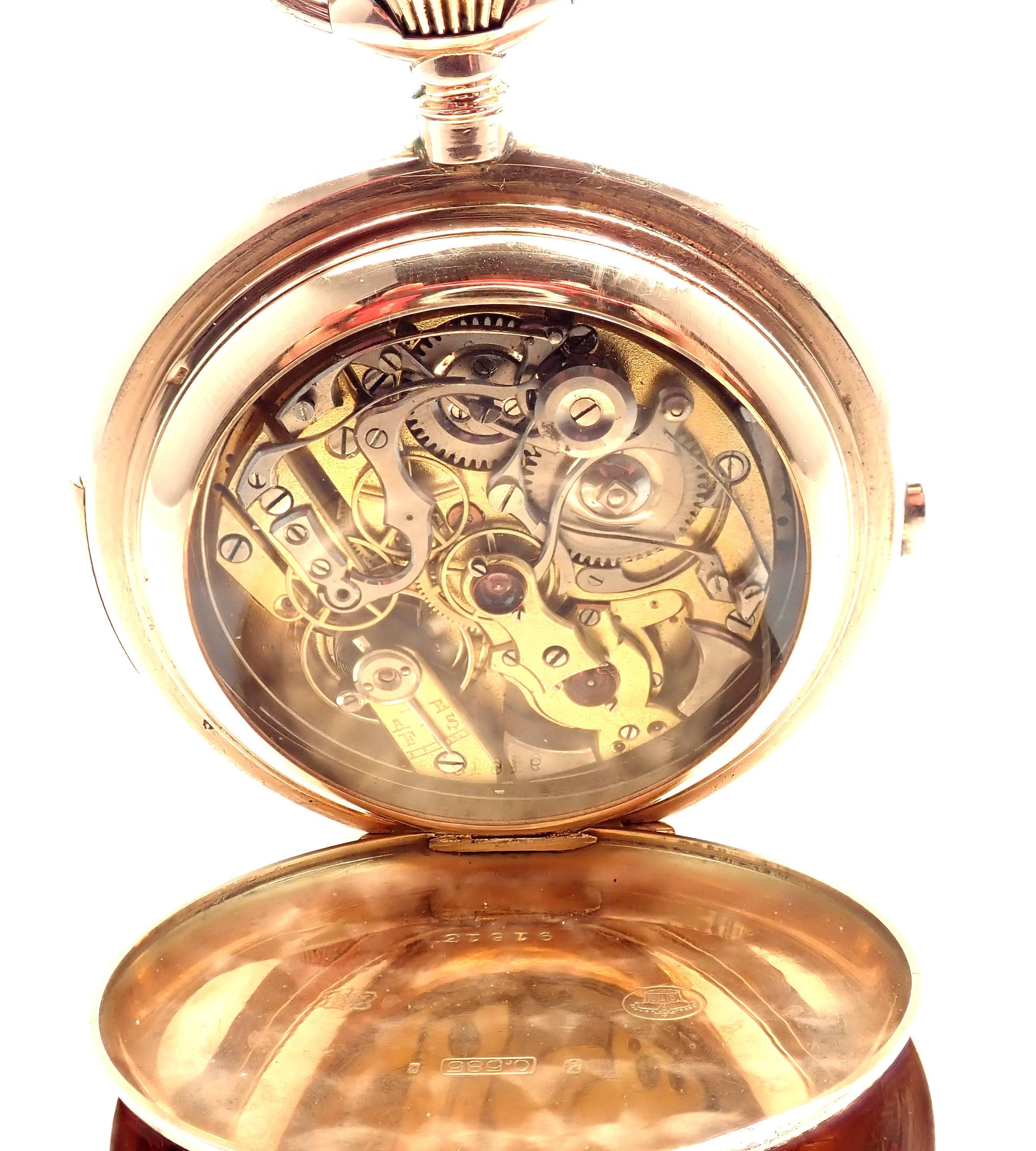 Breguet Yellow Gold Quarter Repeater Large Hunter Case Pocket Stop Watch In New Condition In Southampton, PA