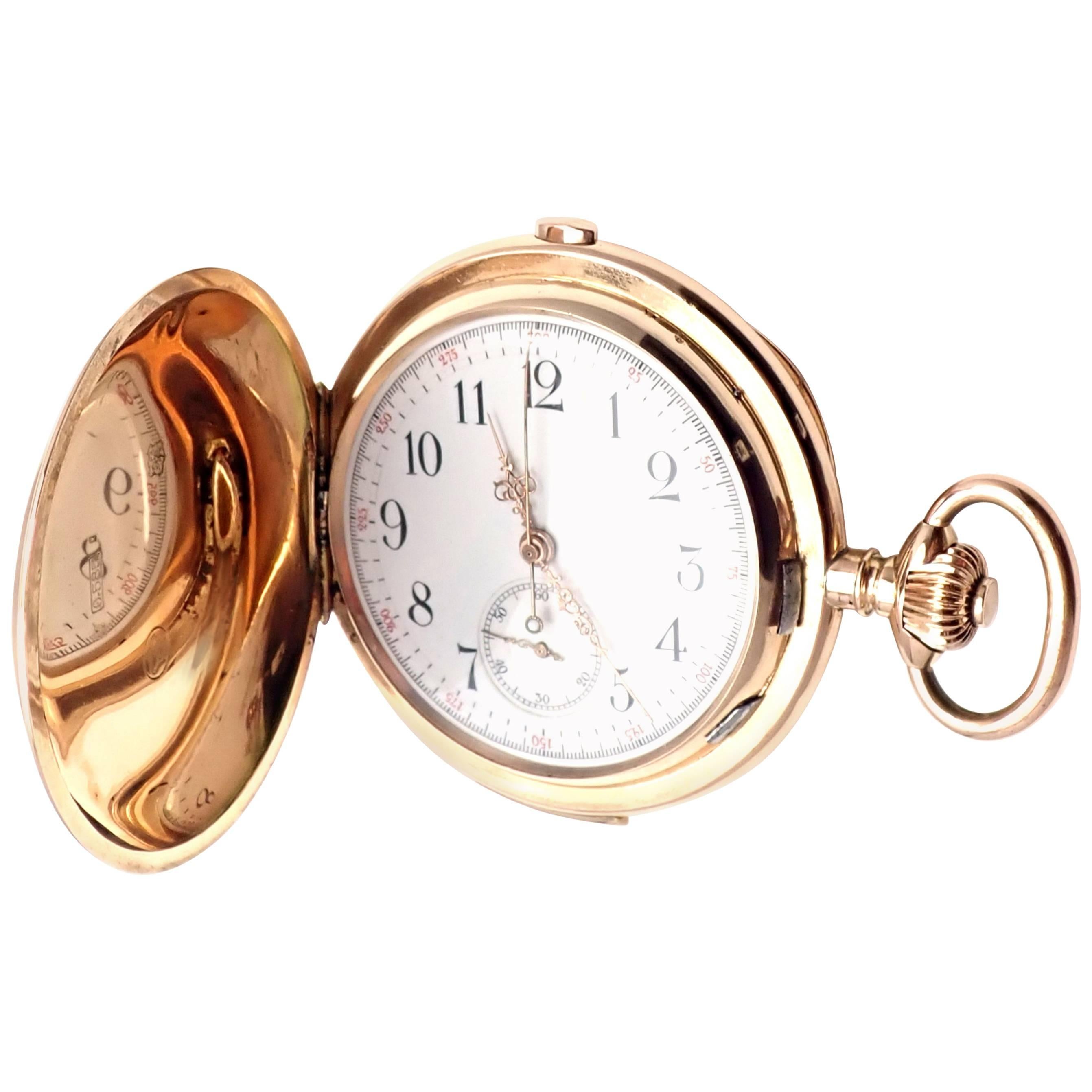 Breguet Yellow Gold Quarter Repeater Large Hunter Case Pocket Stop Watch