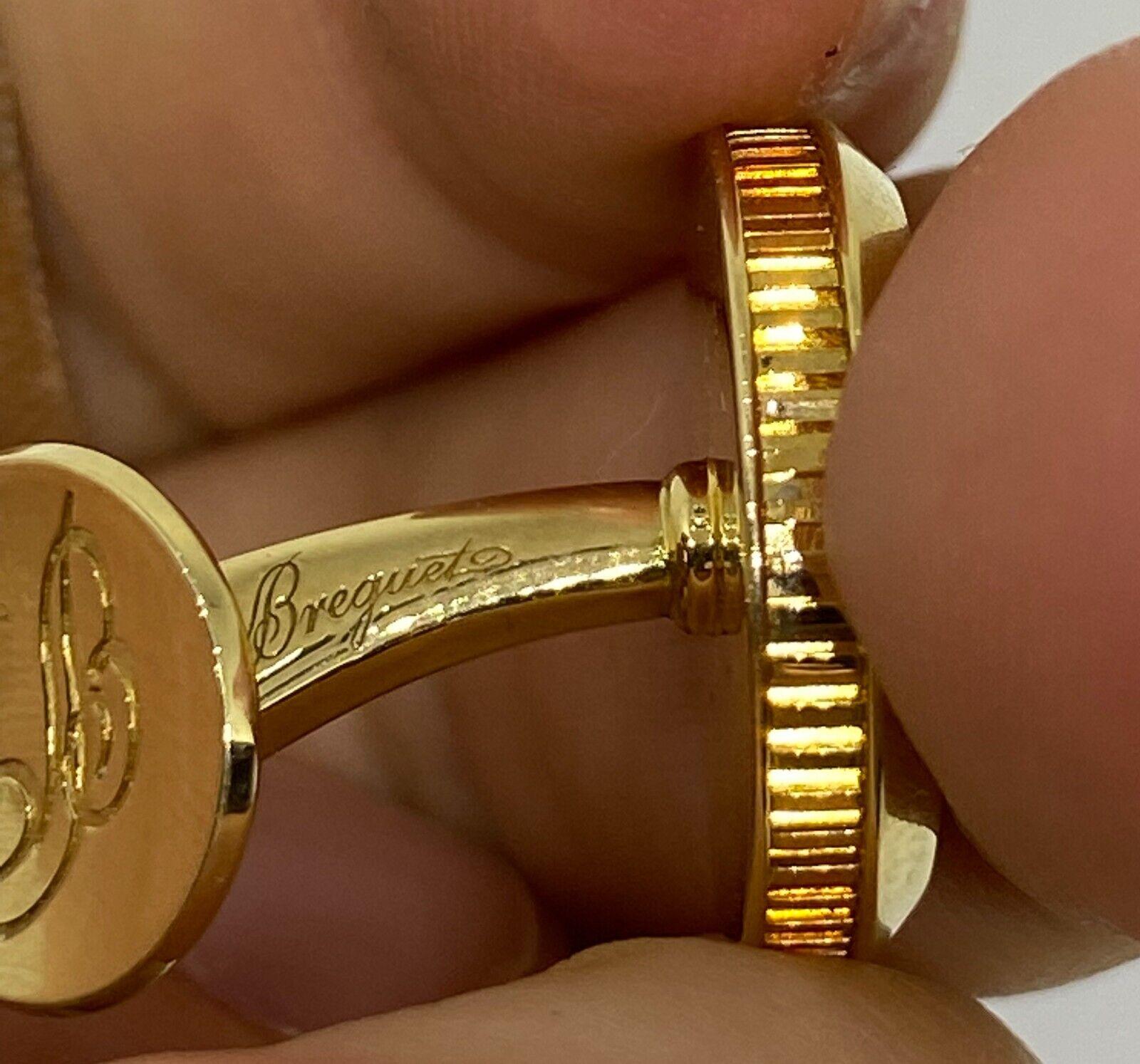 Breguet Yellow Gold Rubber Cufflinks with Box In Excellent Condition For Sale In Forest Hills, NY