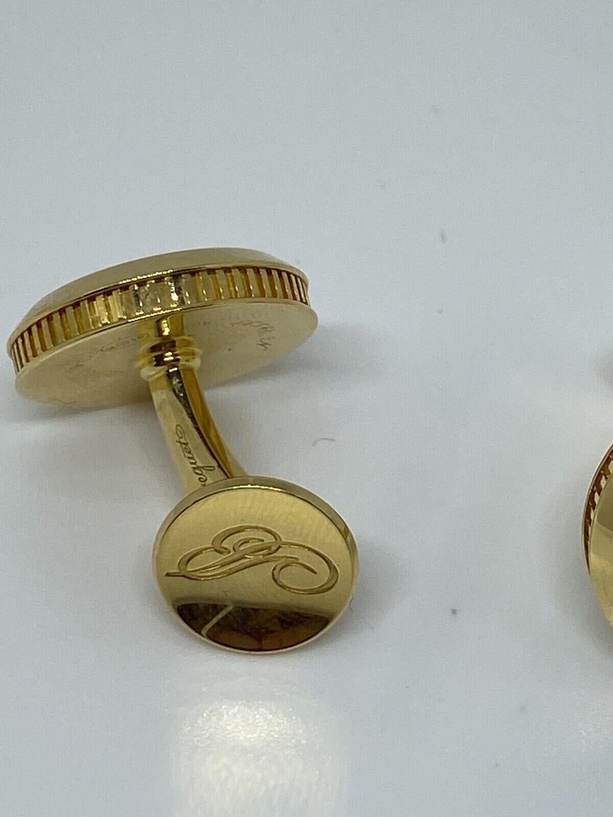 Men's Breguet Yellow Gold Rubber Cufflinks with Box For Sale