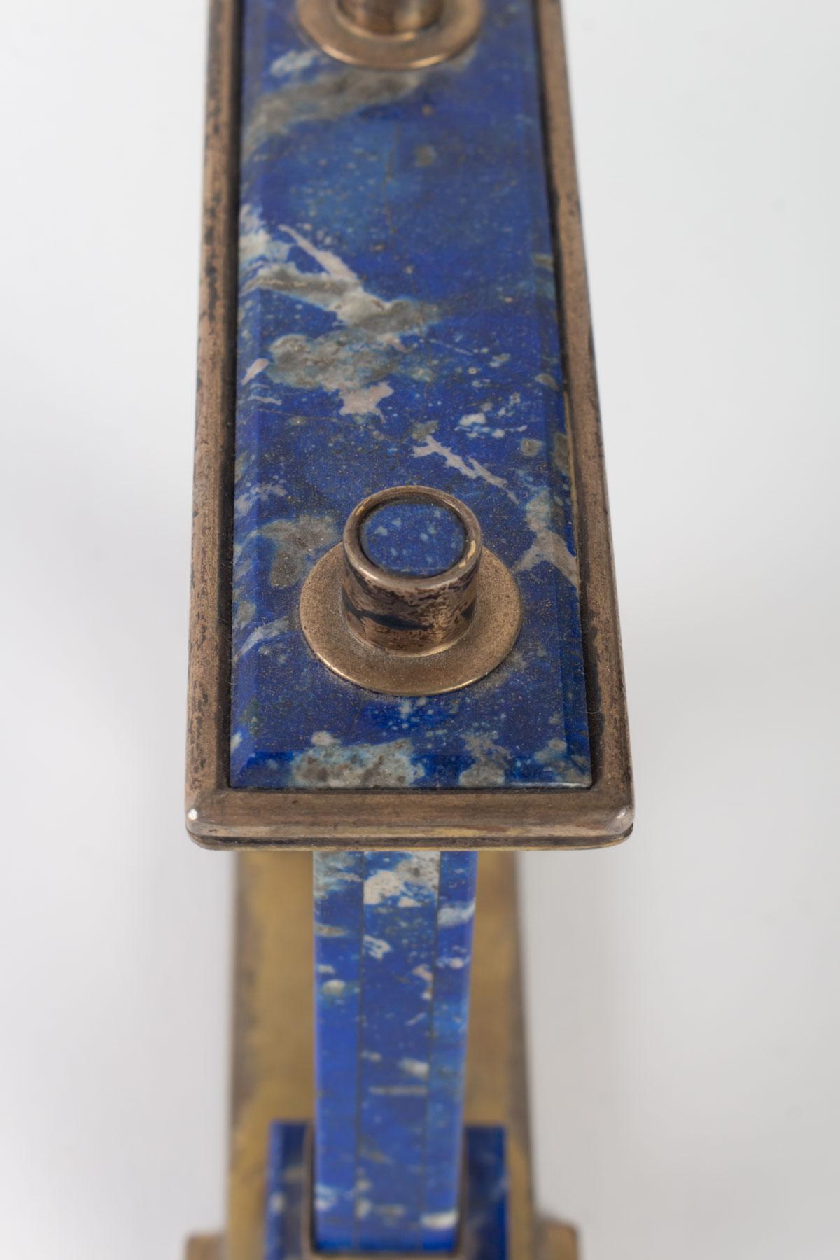 Breil Desk Clock in Lapis Lazuli and Gilded Metal 1