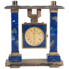 Breil Desk Clock in Lapis Lazuli and Gilded Metal