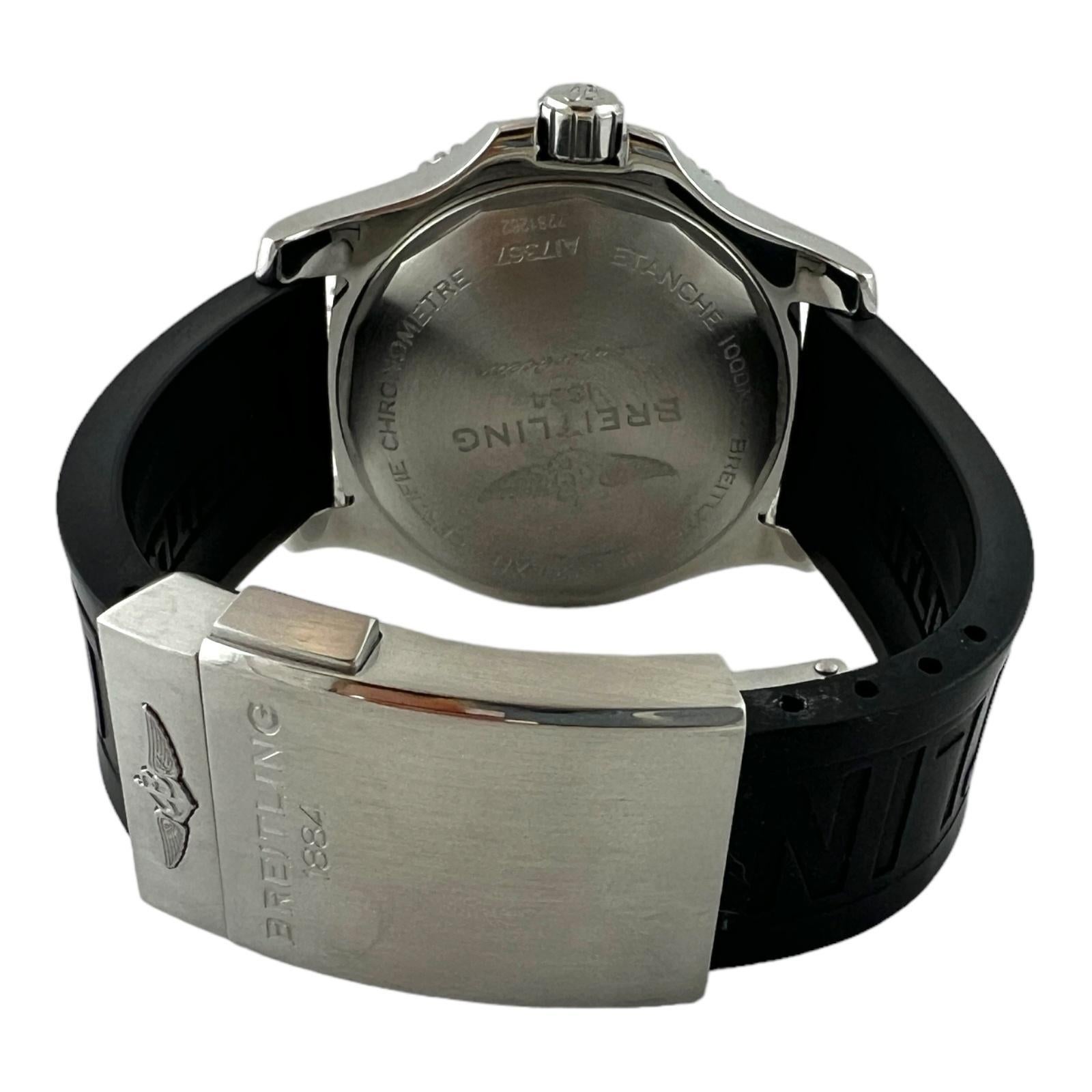 Breilting SuperOcean A17367 Black Dial Rubber Band Watch Box and Papers #15220 2