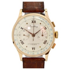 Breitling 18 Karat Gold Vintage Chronograph Men Wrist Watch