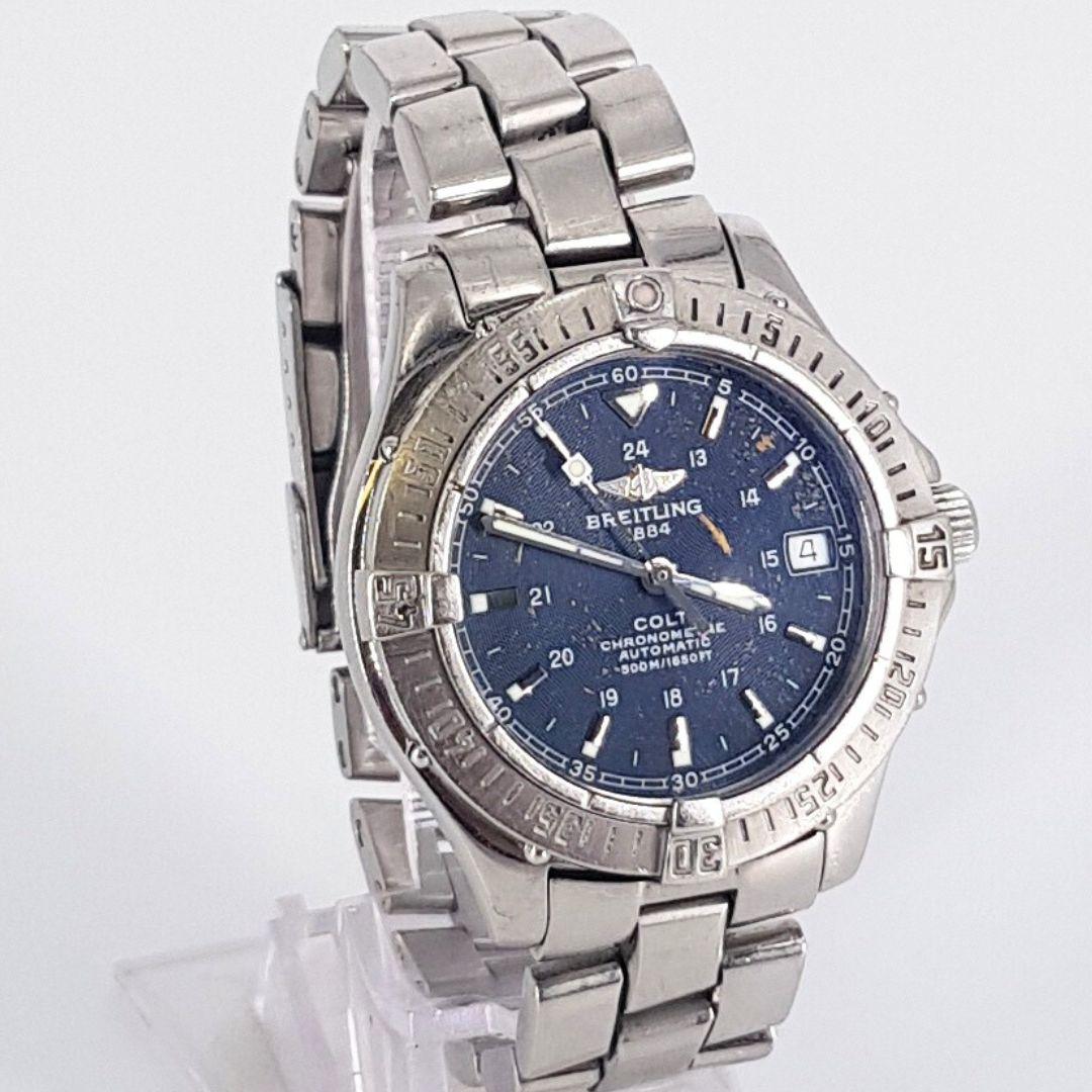 Masculine
GENDER:  Unisex
MOVEMENT: Automatic
CASE MATERIAL: Sapphire Crystal 
DIAL: 38mm
DIAL COLOUR: Blue
STRAP: 55mm
BRACELET MATERIAL: Steel 
CONDITION: 8/10 
MODEL NUMBER: A17350
SERIAL NUMBER: 736144
YEAR: 2000’s
BOX – No
PAPERS – No
