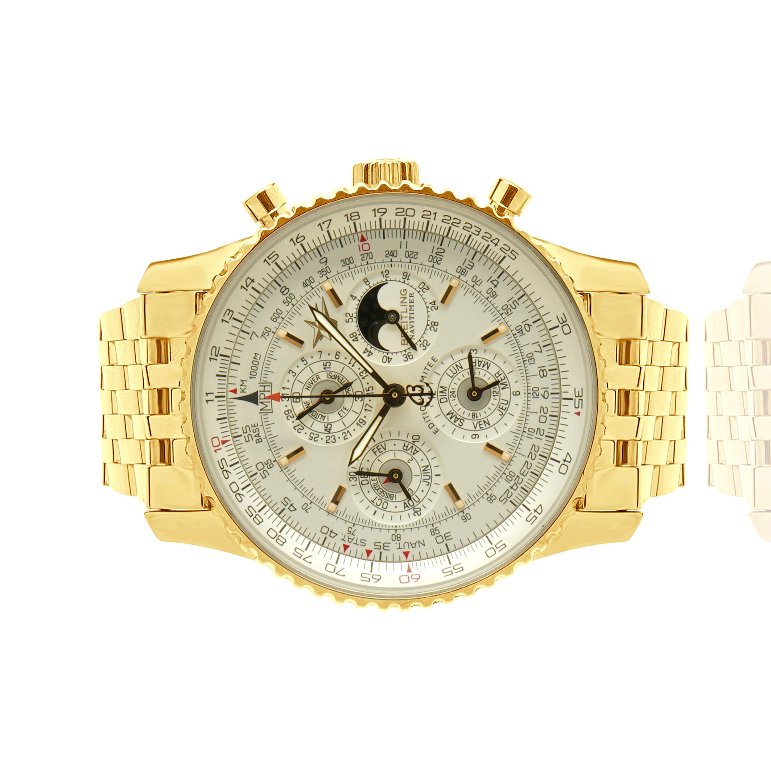 Men's Breitling 18k Yellow Gold Navitimer Quantieme Perpetual Calendar 43mm