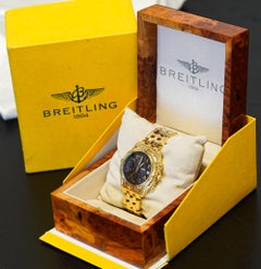Breitling 44mm Black Dial Chronomat 1884 In 18K Yellow Gold With Box & Papers