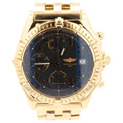 Used Breitling 44mm Black Dial Chronomat 1884 In 18K Yellow Gold With Box & Papers