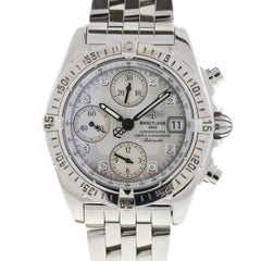 Breitling A13358 Cockpit Chronograph MOP Diamond Dial Stainless Steel Watch