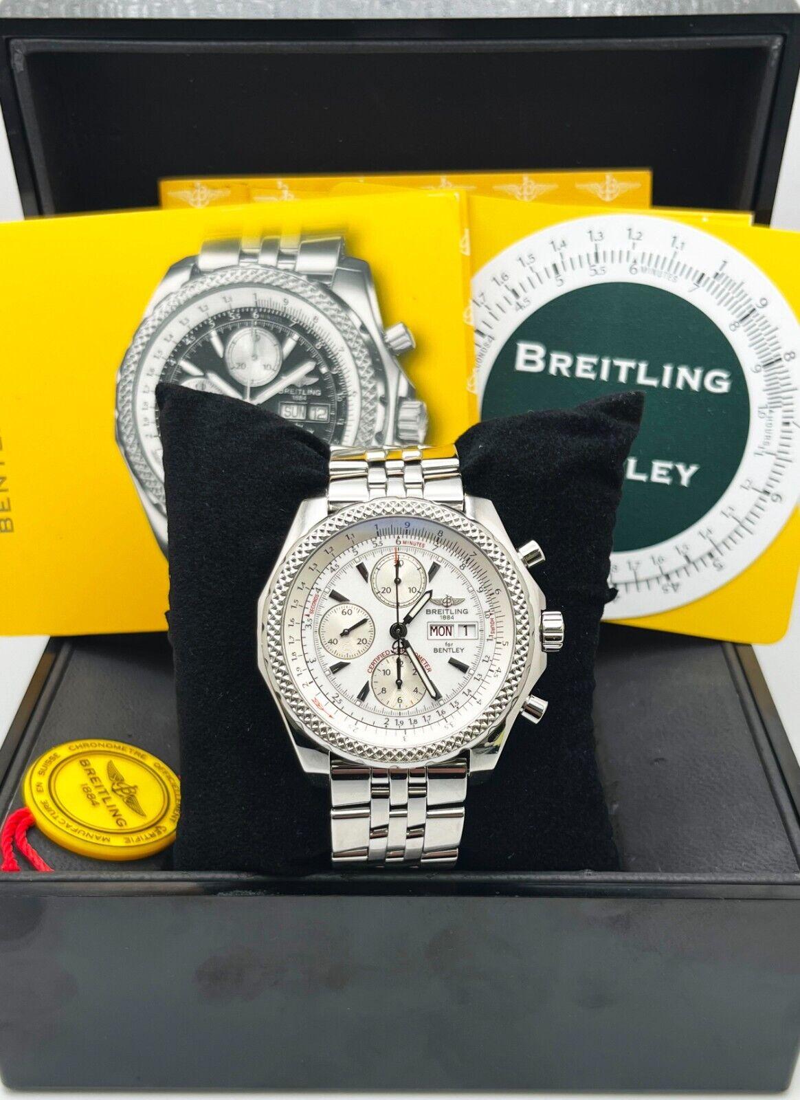 Breitling A13362 Bentley Motors GT White Dial Stainless Steel Box Papers For Sale 6