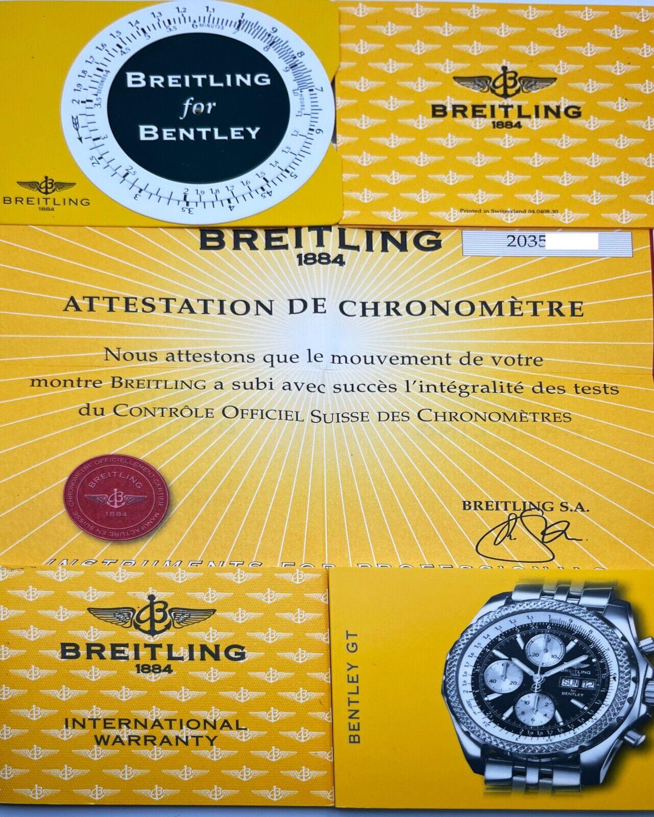Breitling A13362 Bentley Motors GT White Dial Stainless Steel Box Papers For Sale 2