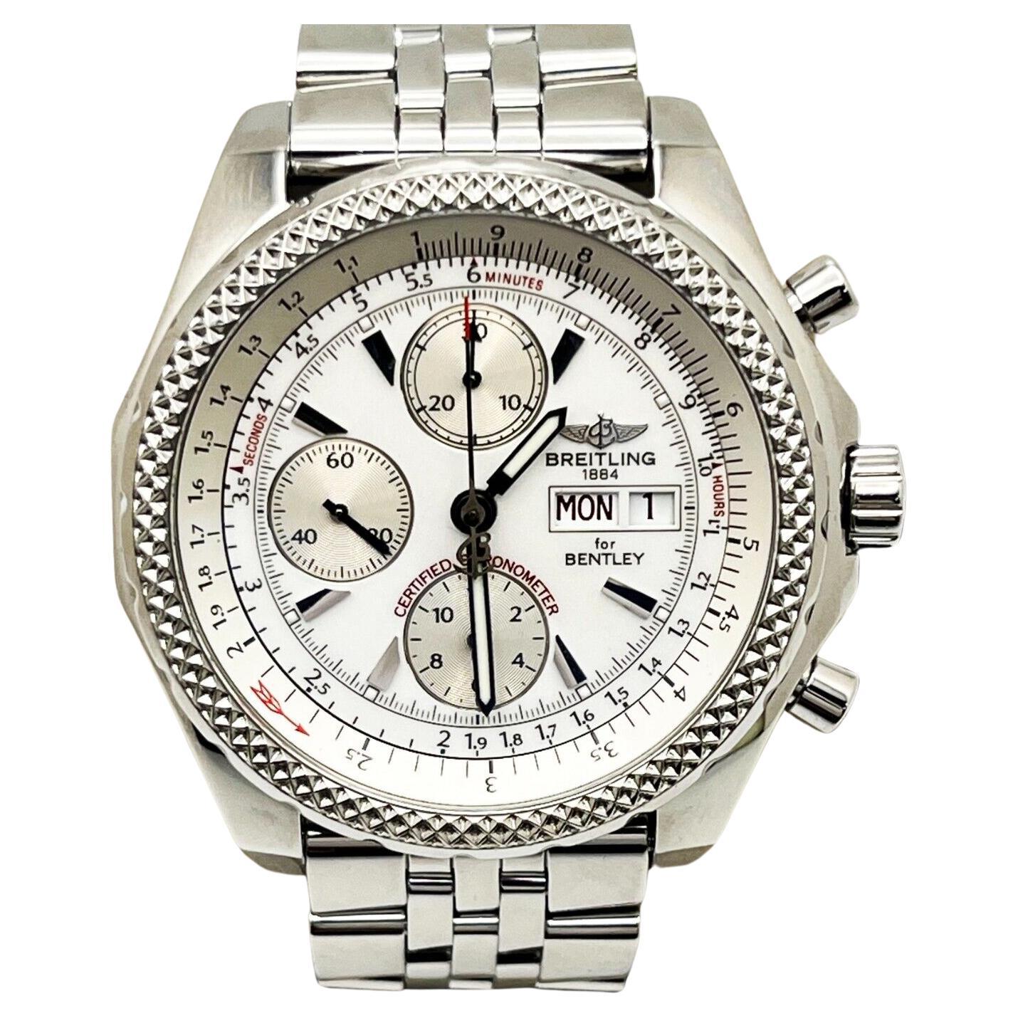 Breitling A13362 Bentley Motors GT White Dial Stainless Steel Box Papers For Sale