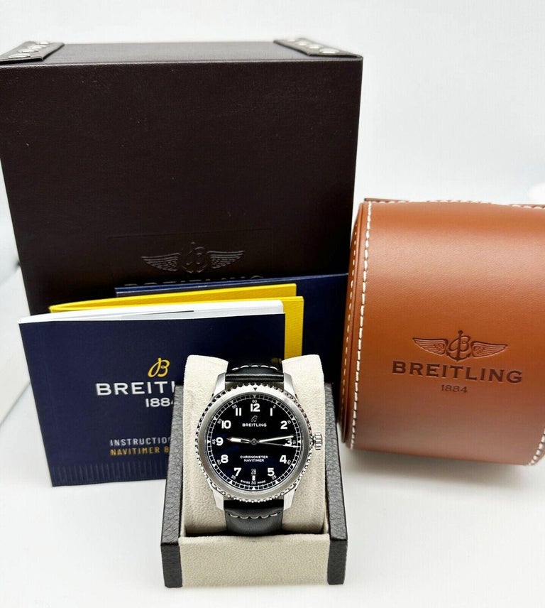 Breitling A17314 Navitimer 8 Stainless Steel Leather Band Box Paper ...