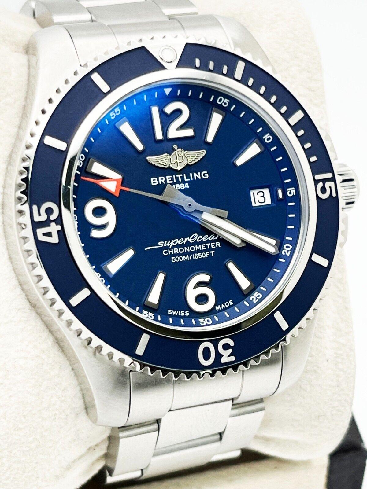 Breitling A17366 SuperOcean Automatic 42 Blue Dial Stainless Steel Box Paper For Sale 3