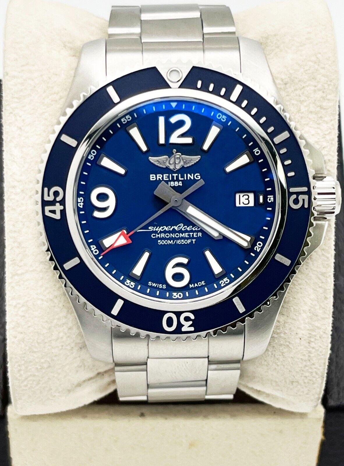 Breitling A17366 SuperOcean Automatic 42 Blue Dial Stainless Steel Box Paper For Sale 5