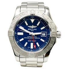 Breitling A32390 Avenger II GMT Blaues Zifferblatt Edelstahl-Box-Papier aus Edelstahl