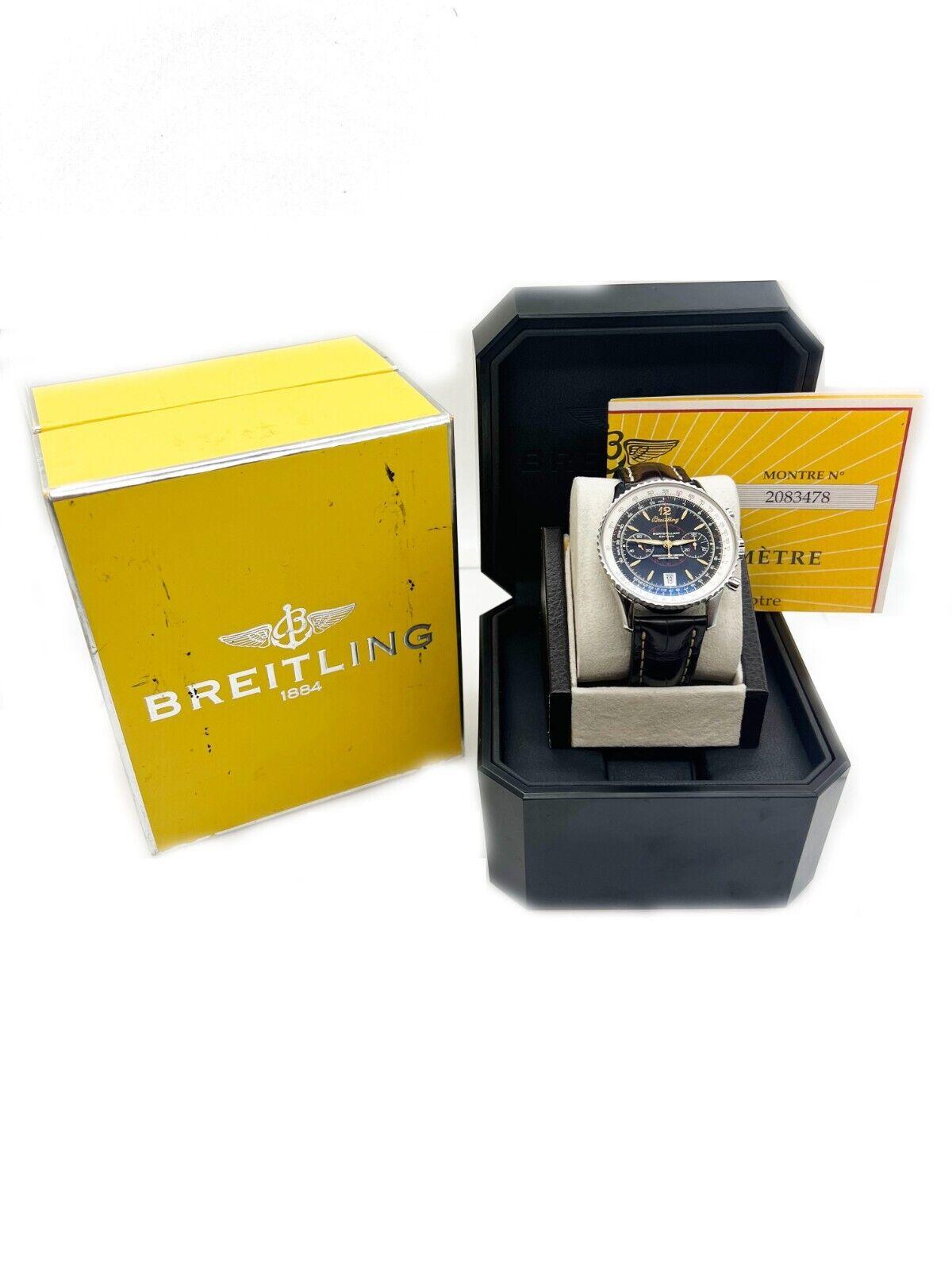 Breitling A48330 Montbrillant Chronograph 43mm Stainless Steel Box Paper 2005 In Good Condition For Sale In San Diego, CA