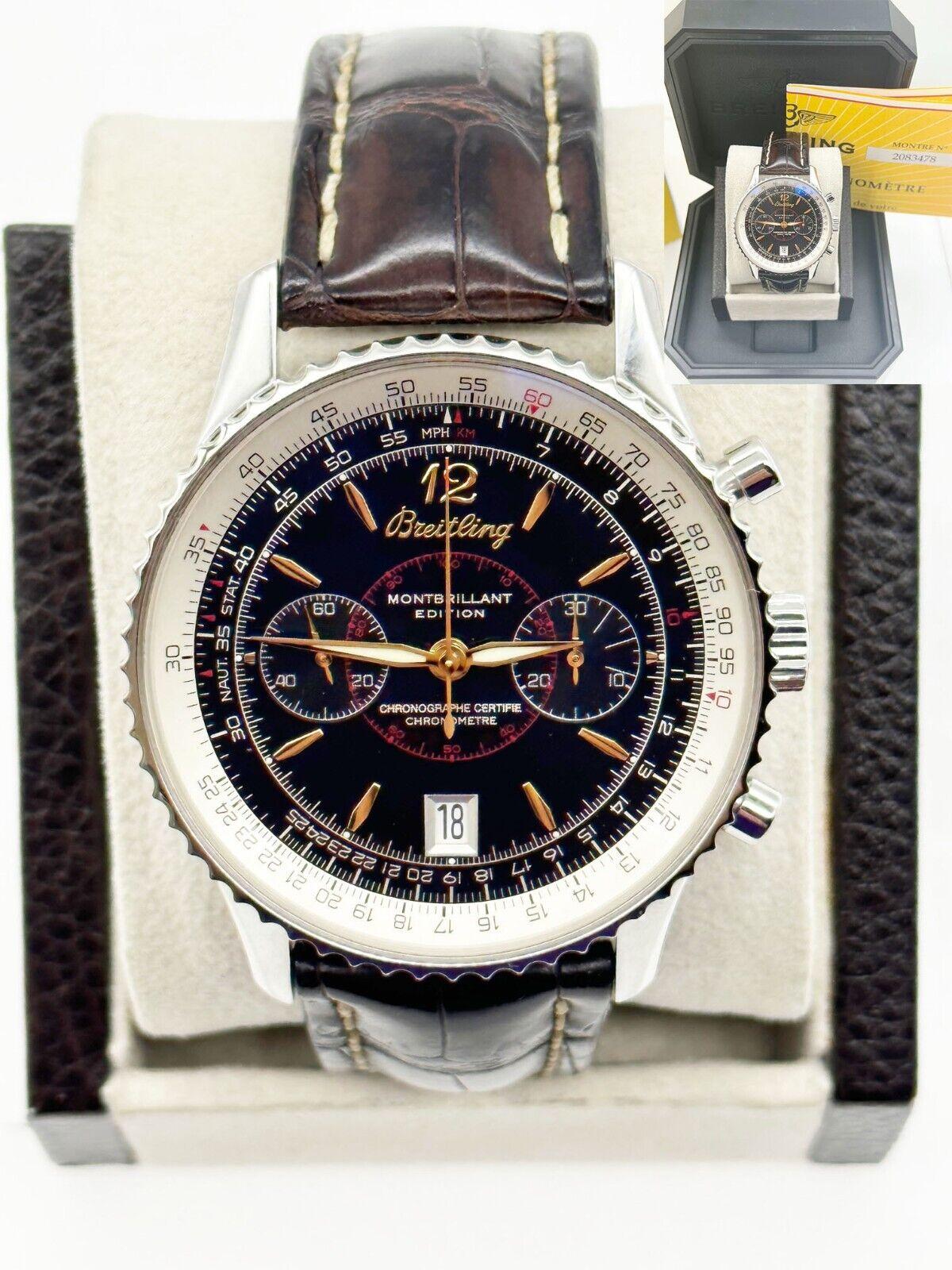Men's Breitling A48330 Montbrillant Chronograph 43mm Stainless Steel Box Paper 2005 For Sale