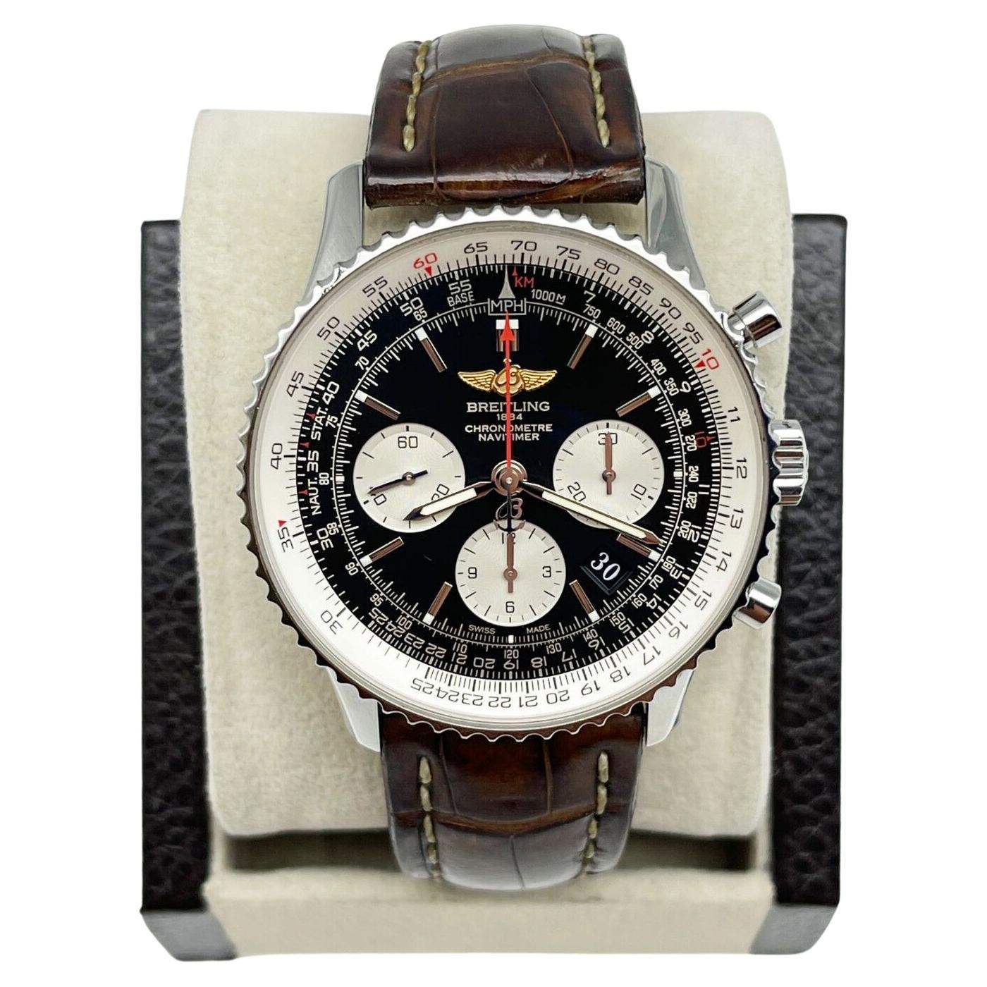 Breitling AB0120 Navitimer Brown Leather Band Steel Box Paper 43mm