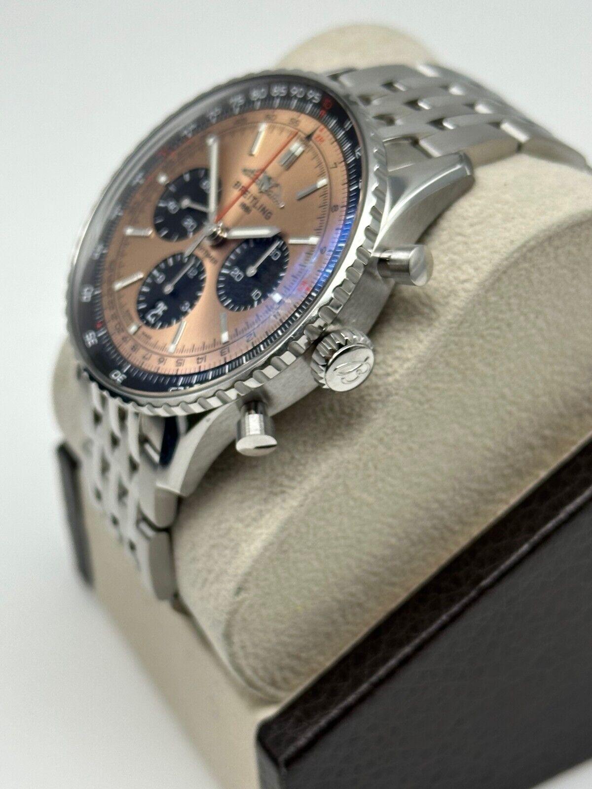 Breitling AB0138 Navitimer B01 Copper Dial Stainless Steel Box Paper 2022 In Excellent Condition For Sale In San Diego, CA