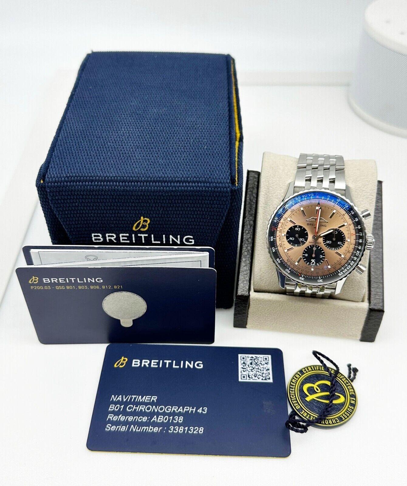 Men's Breitling AB0138 Navitimer B01 Copper Dial Stainless Steel Box Paper 2022 For Sale