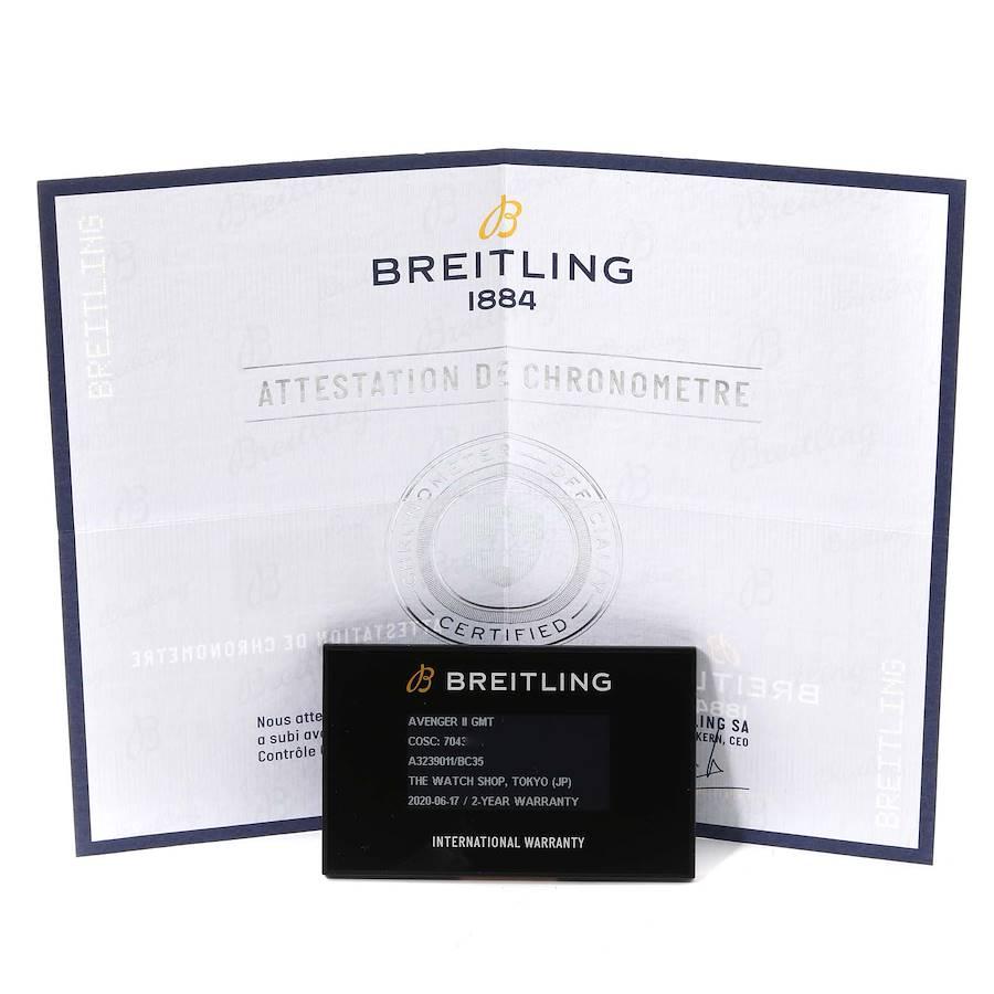 Breitling Aeromarine Avenger II GMT Black Dial Steel Mens Watch A32390 Box Card 2