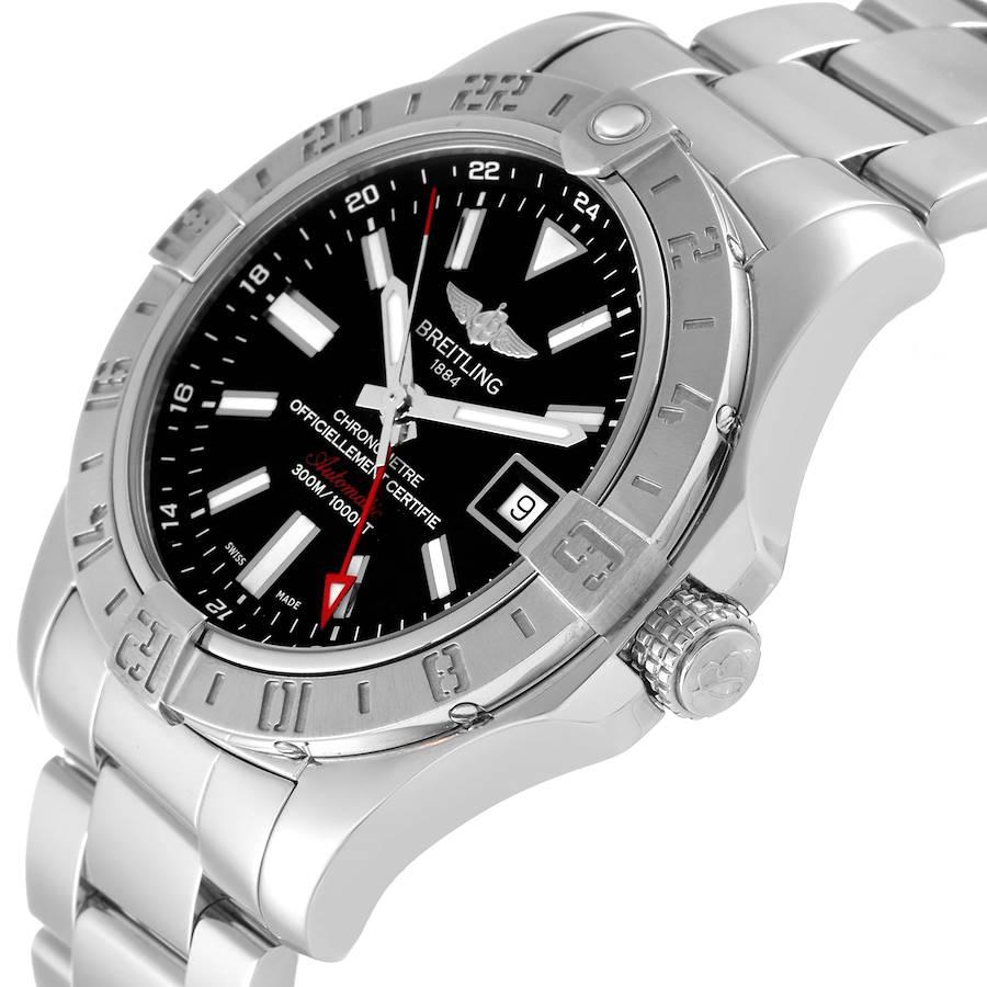 Men's Breitling Aeromarine Avenger II GMT Black Dial Steel Mens Watch A32390 For Sale