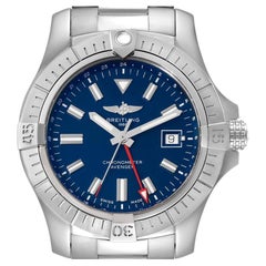 Breitling Aeromarine Avenger II GMT Blue Dial Steel Mens Watch A32395 Box Card