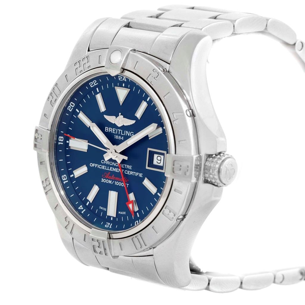 Men's Breitling Aeromarine Avenger II GMT Blue Dial Watch A32390 Box
